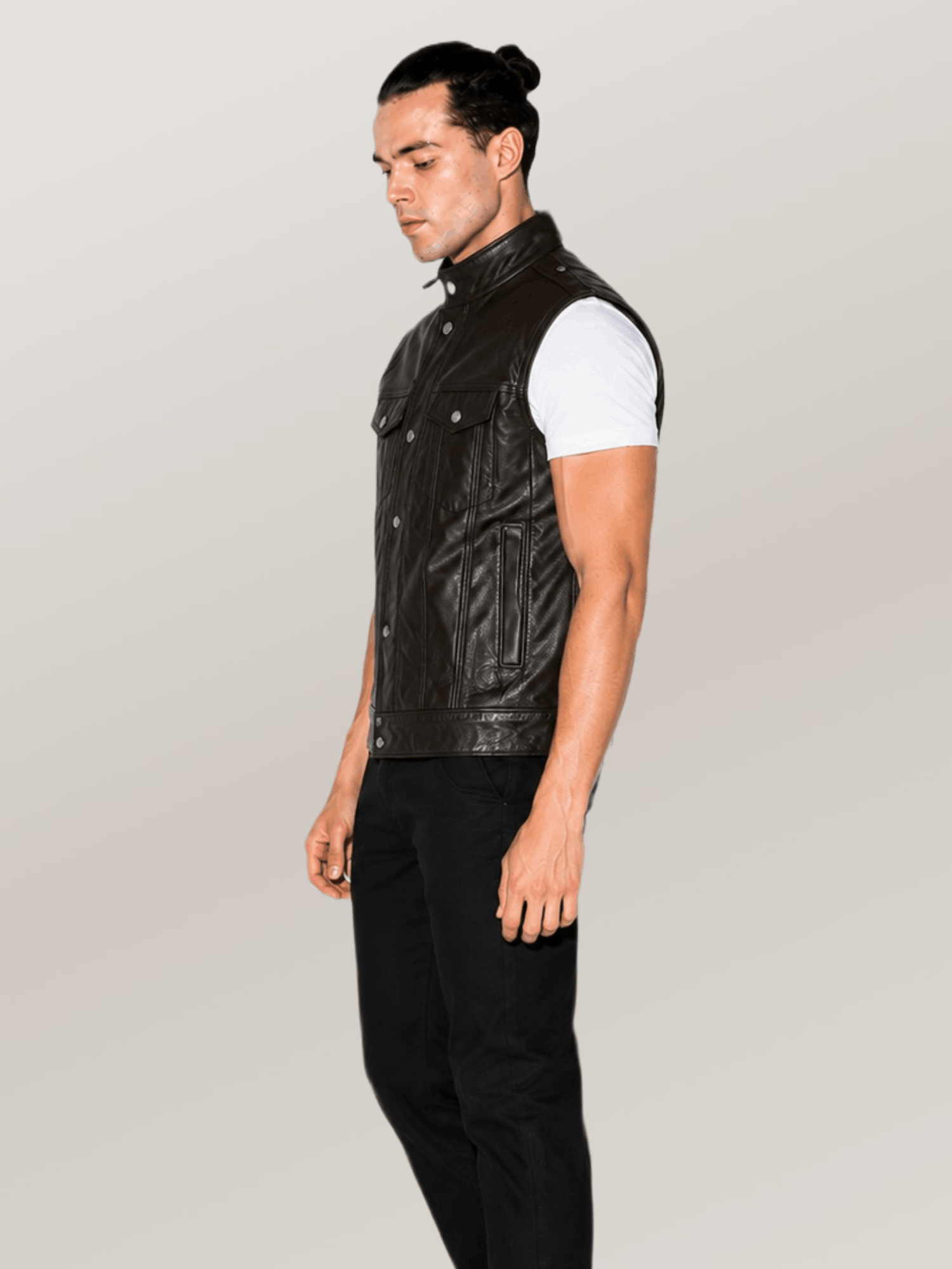 Men's Black lightly Alabama Moto Vest - Image 3