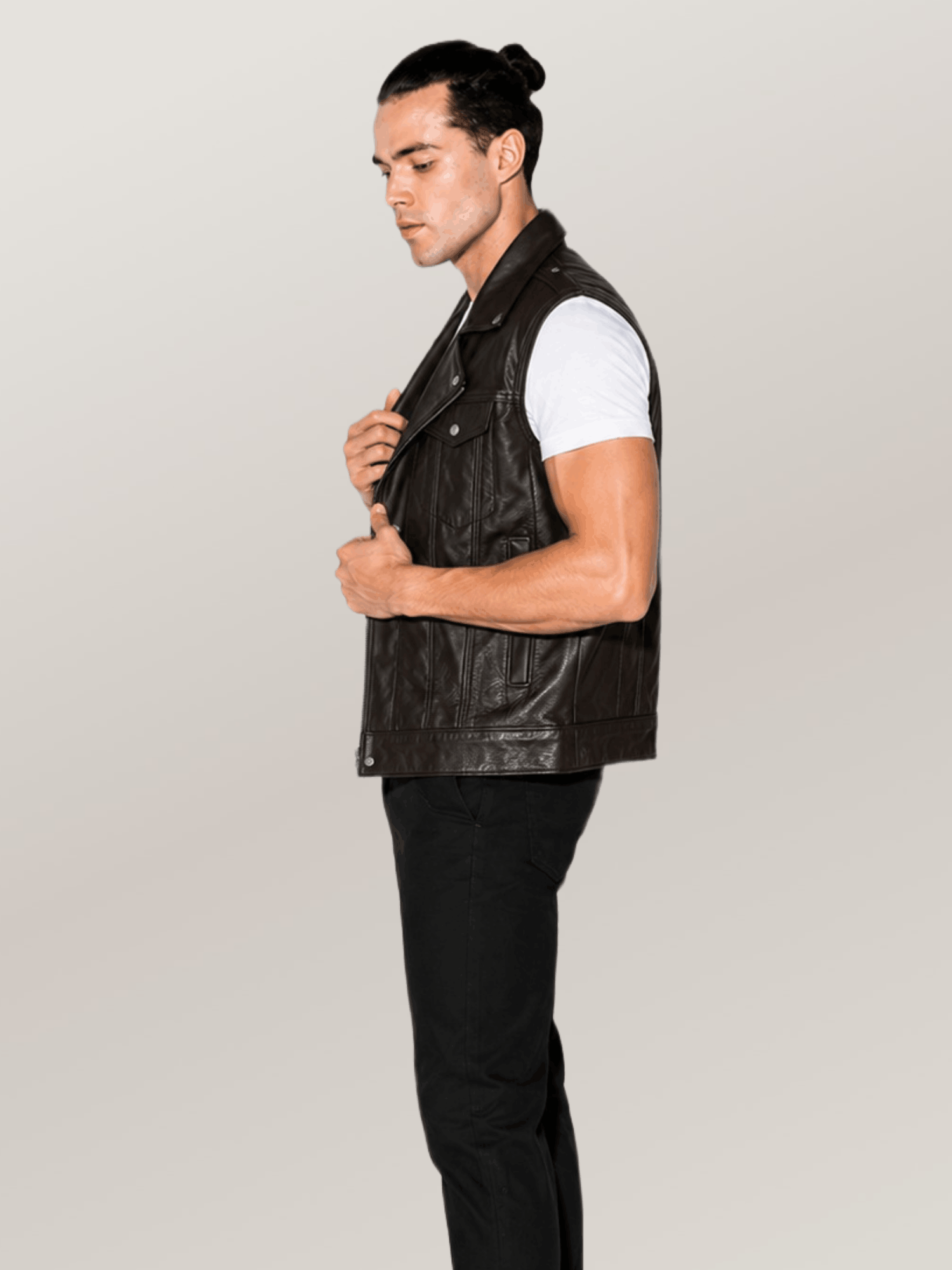 Men's Black lightly Alabama Moto Vest - Image 4