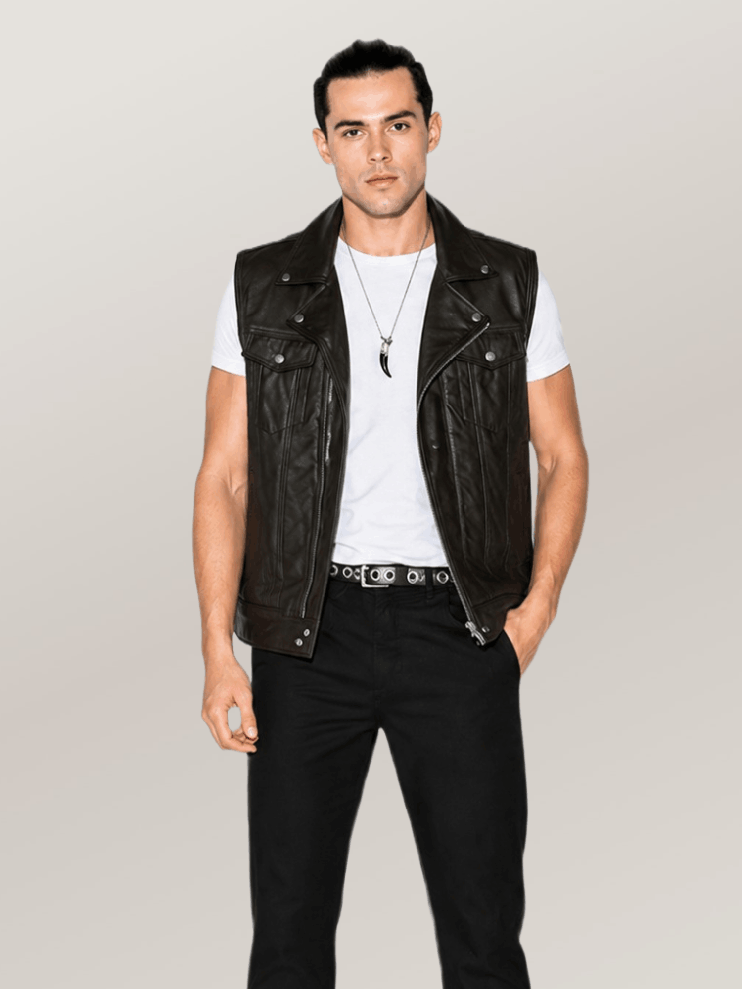 Men's Black lightly Alabama Moto Vest