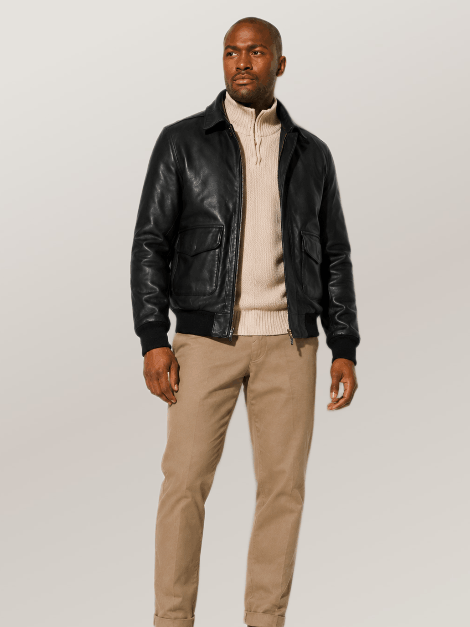 Men's Black Antique Sheepskin Jacket - Image 6