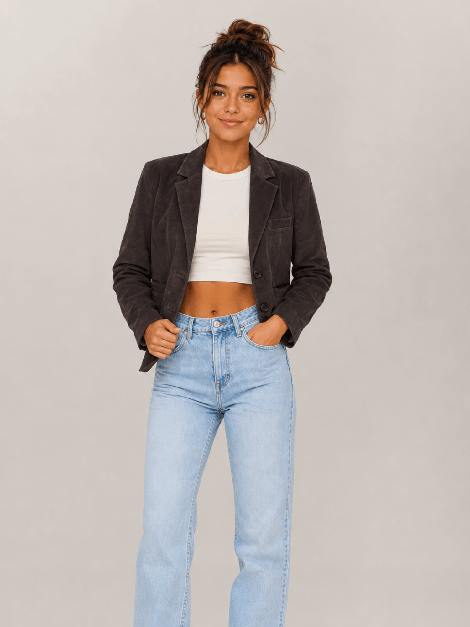Women's Bitter Brown Apton High Waisted Suede Blazer