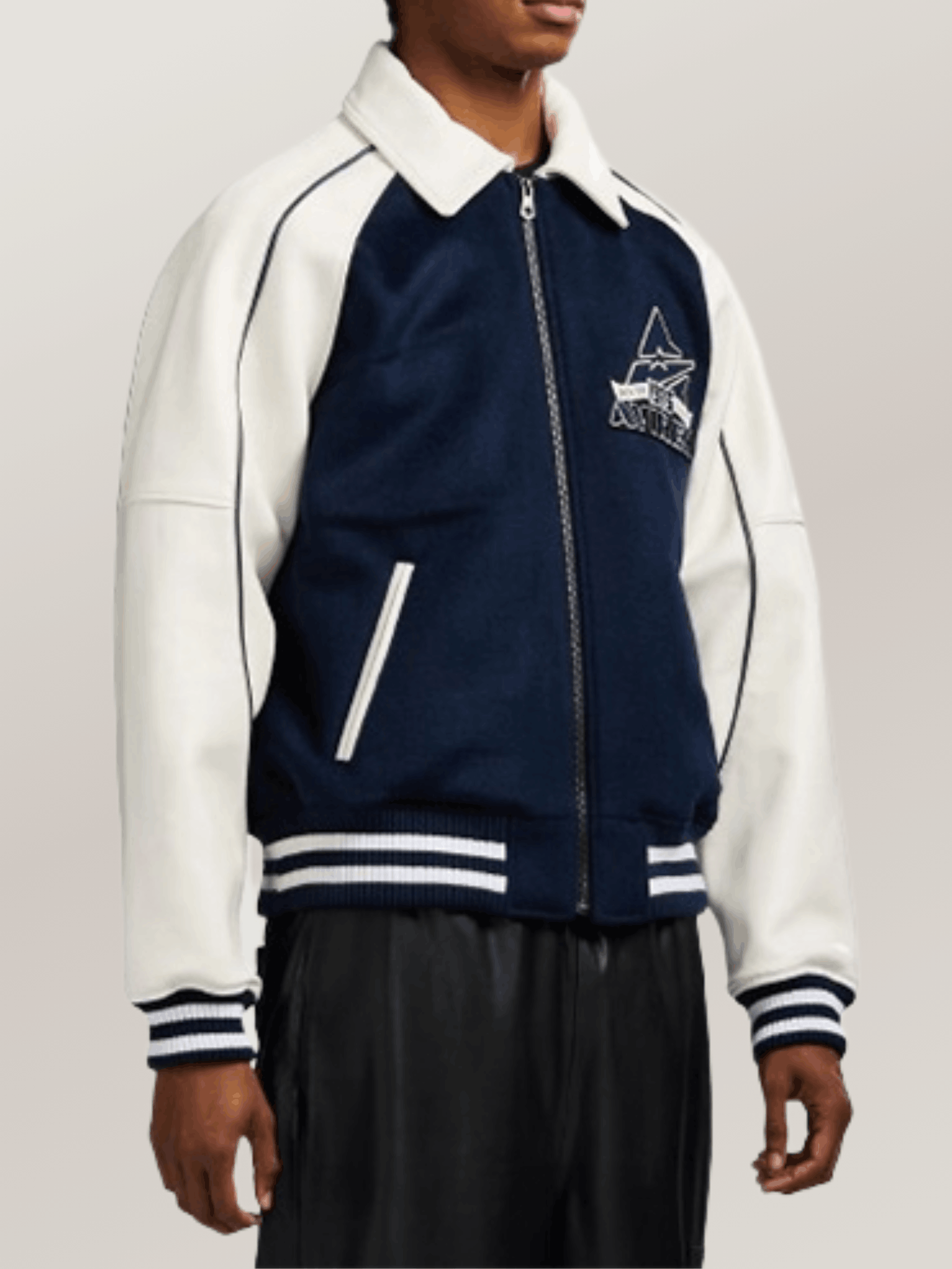 Men's Avirex Classic Wool Navy Blue Leather Varsity Jacket - Image 10