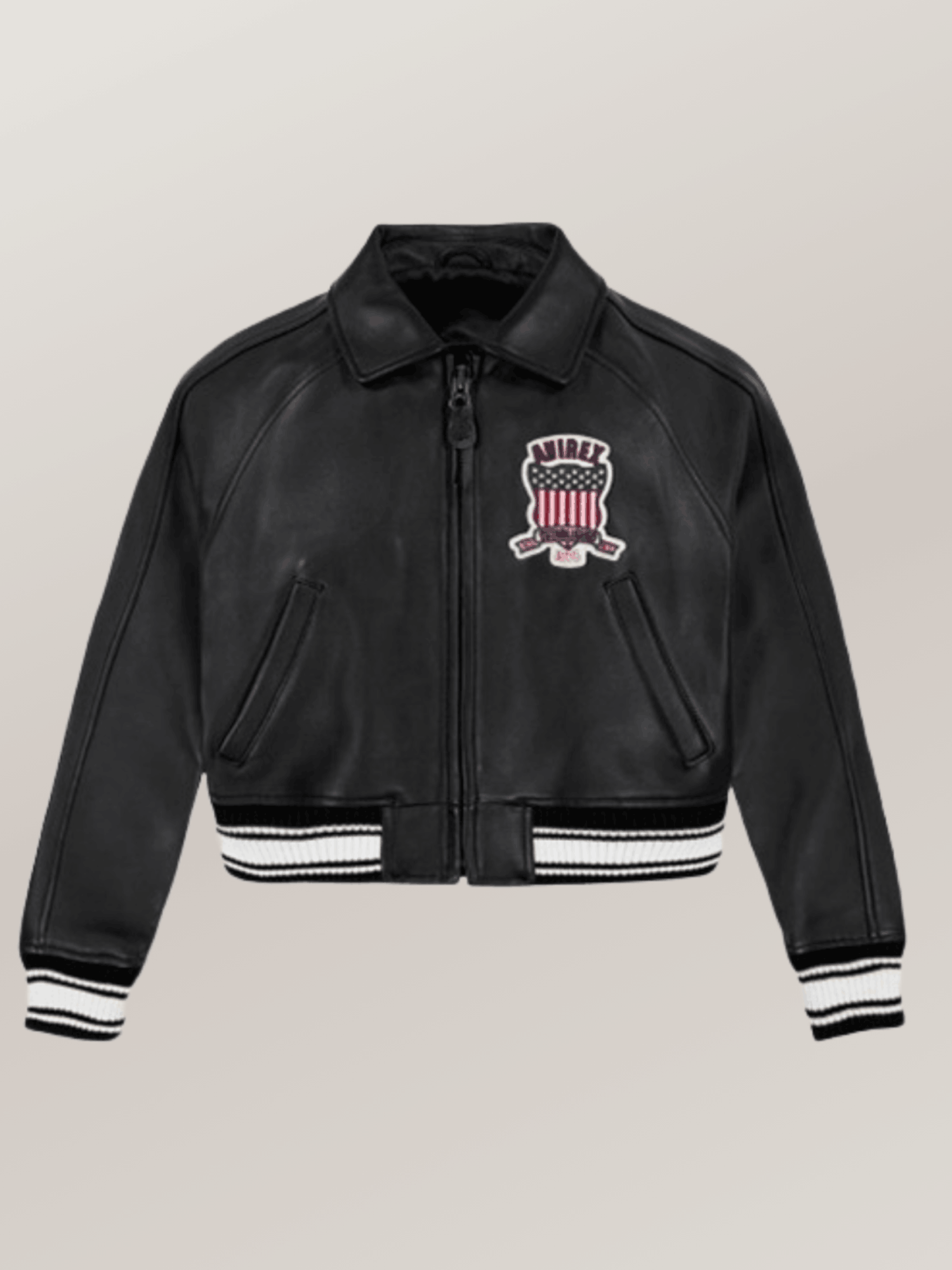 Women’s Avirex Cropped Icon Black Bomber Jacket