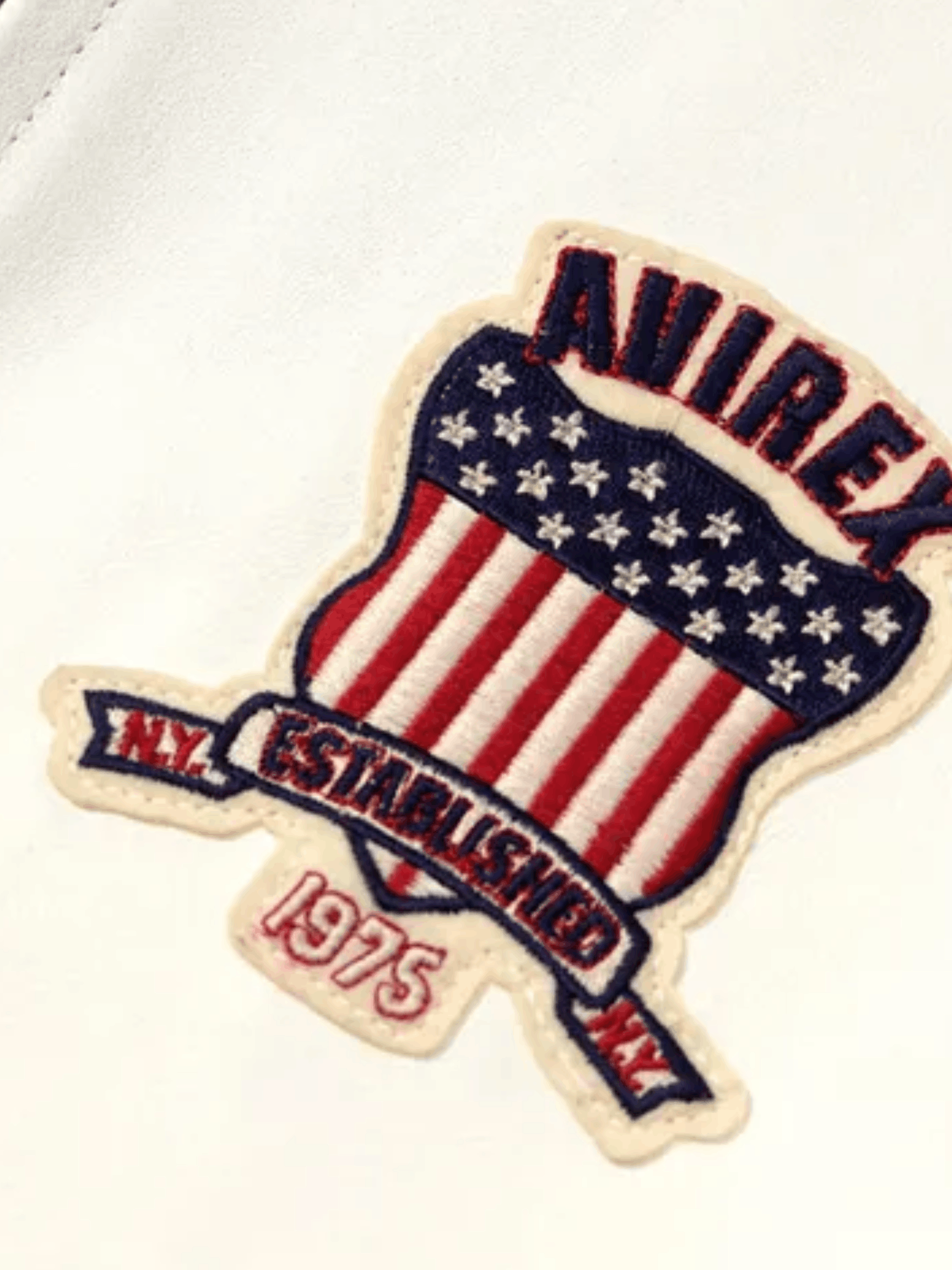 Men’s Avirex Real Leather Jacket White Flight Bomber American Varsity - Image 4