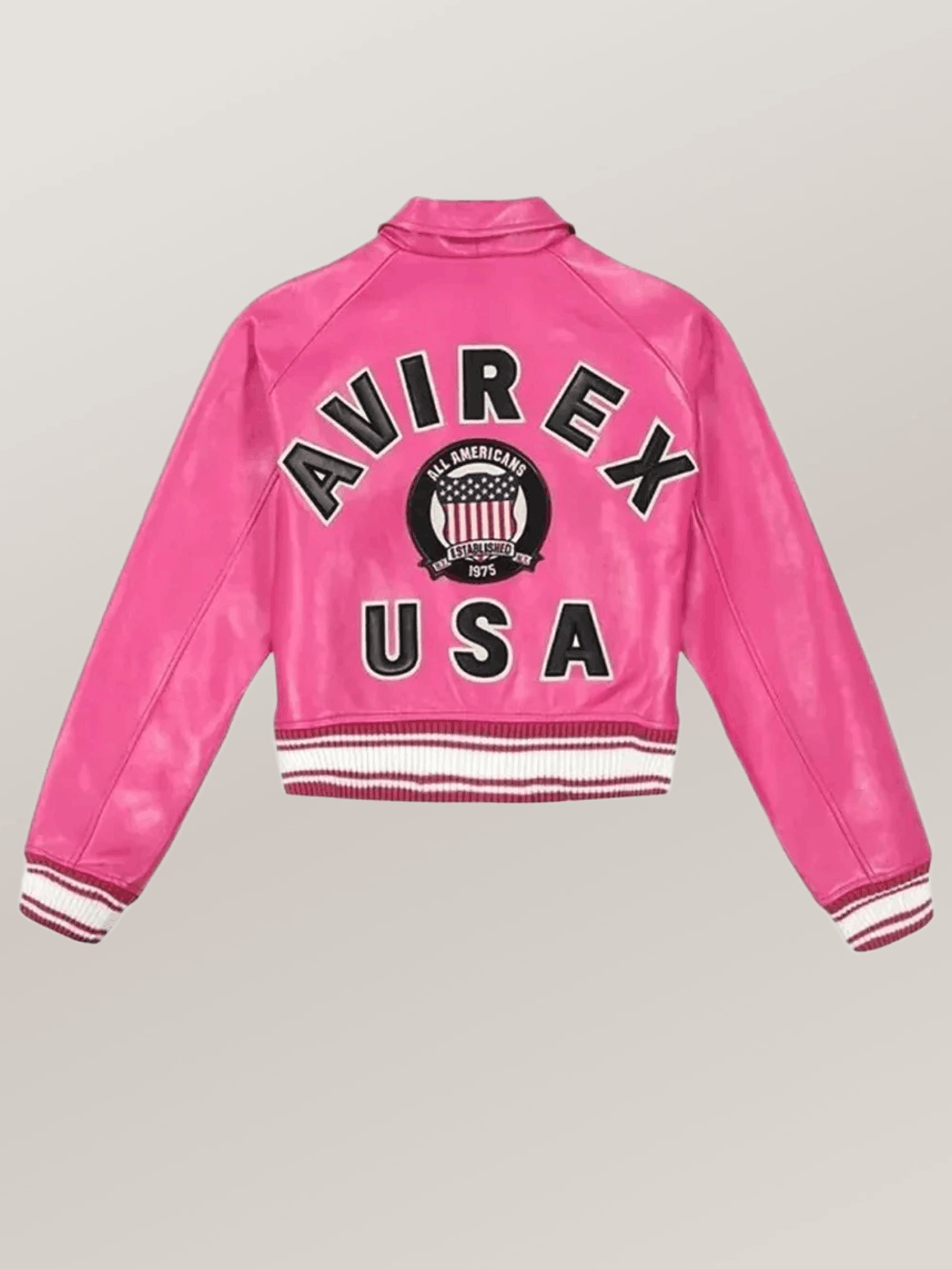 Women’s Avirex Cropped Icon Pink Bomber Jacket - Image 2