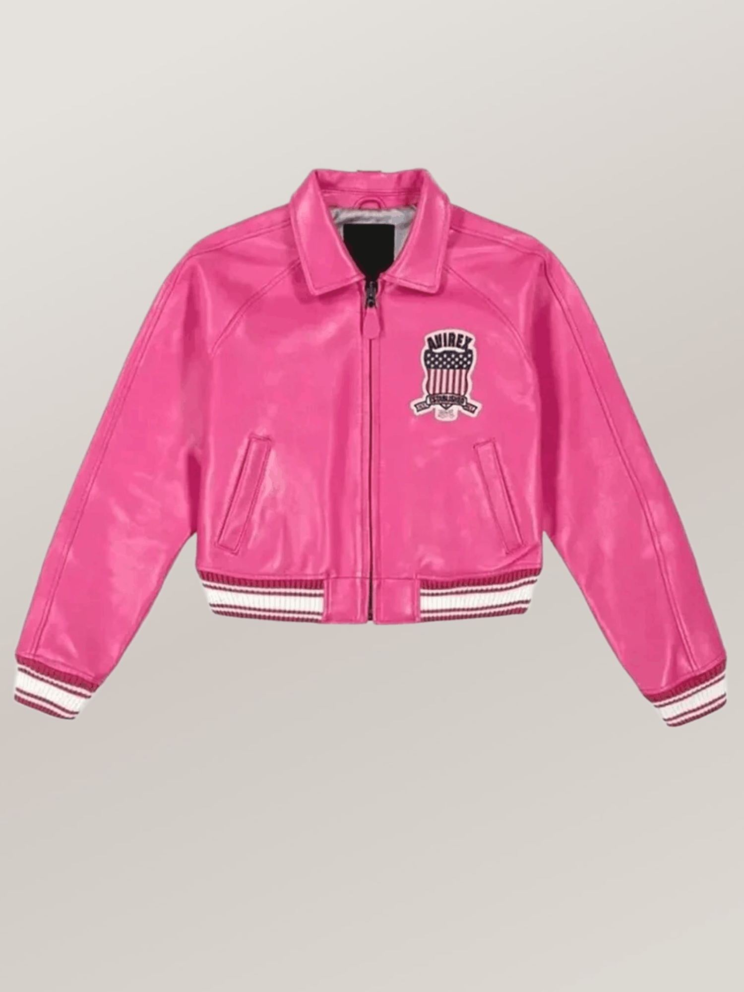 Women’s Avirex Cropped Icon Pink Bomber Jacket