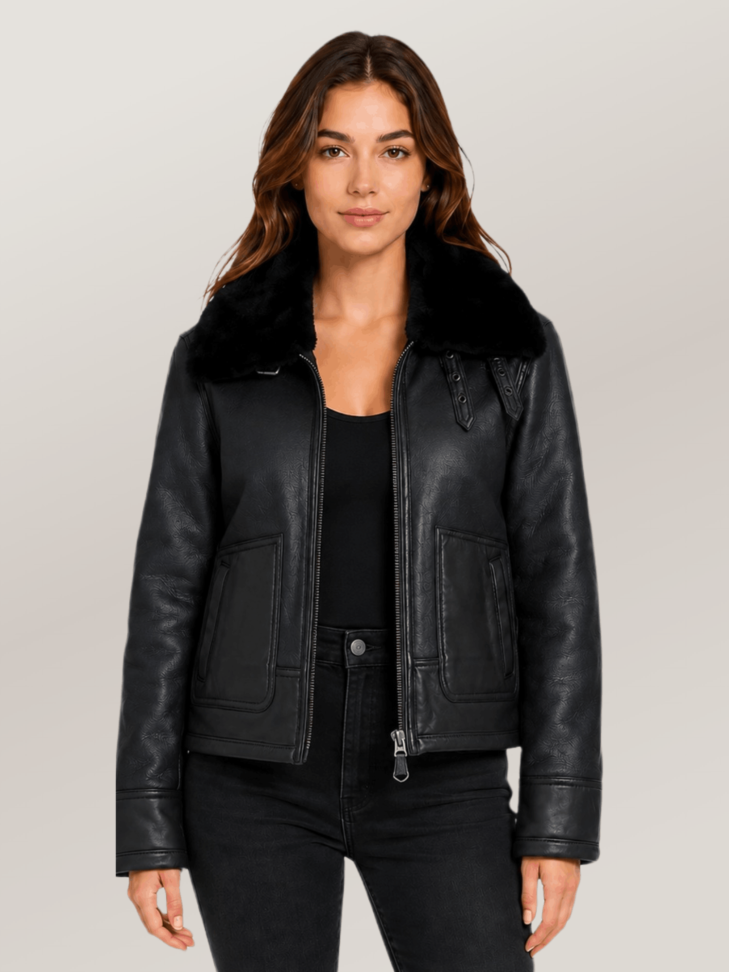 Women's Bailey Cropped Sheepskin Leather Jacket