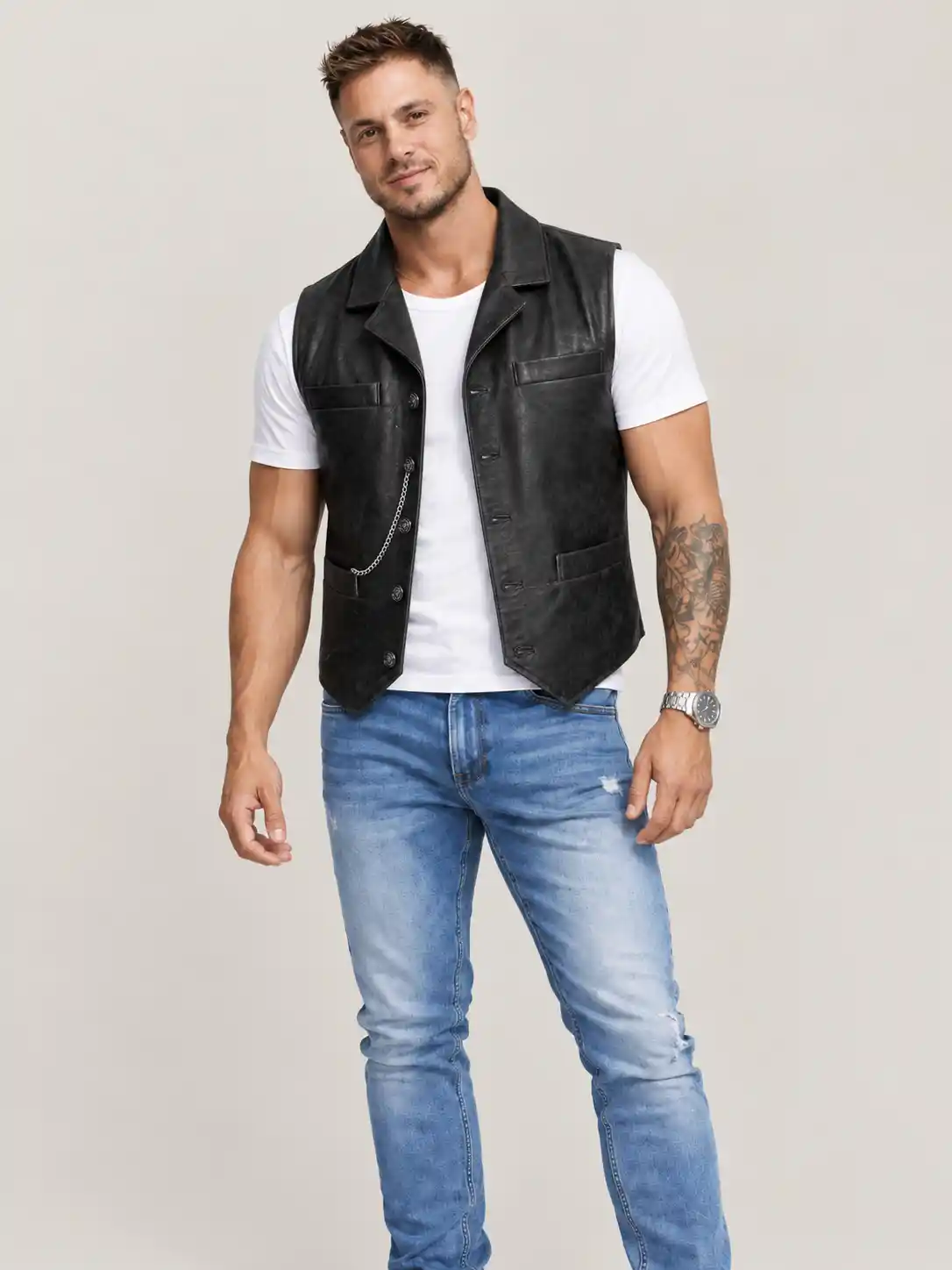 Men's Halloween Cullen Black Leather Vest