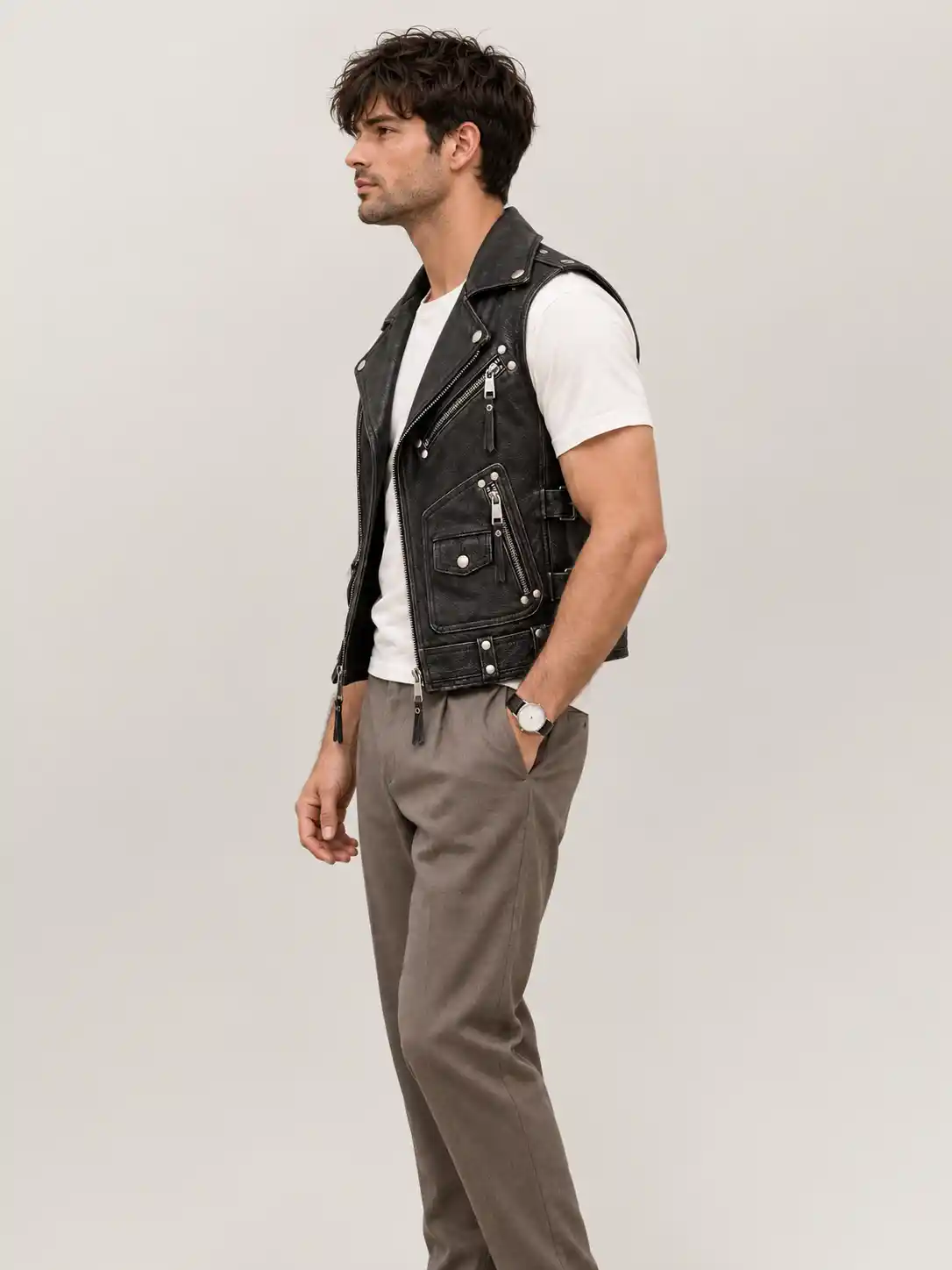 Men's Halloween Brando Black Vest - Image 3