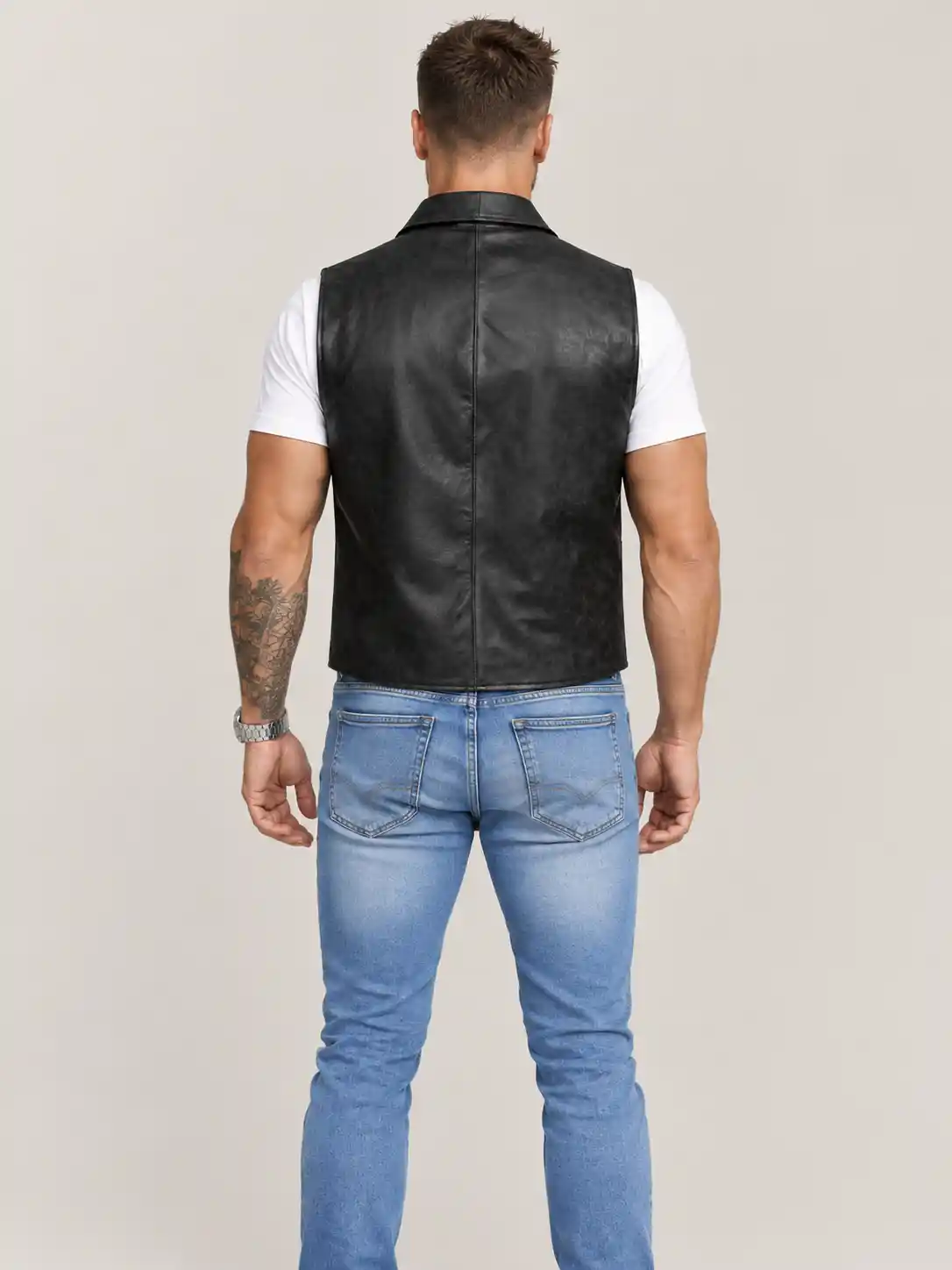 Men's Halloween Cullen Black Leather Vest - Image 2