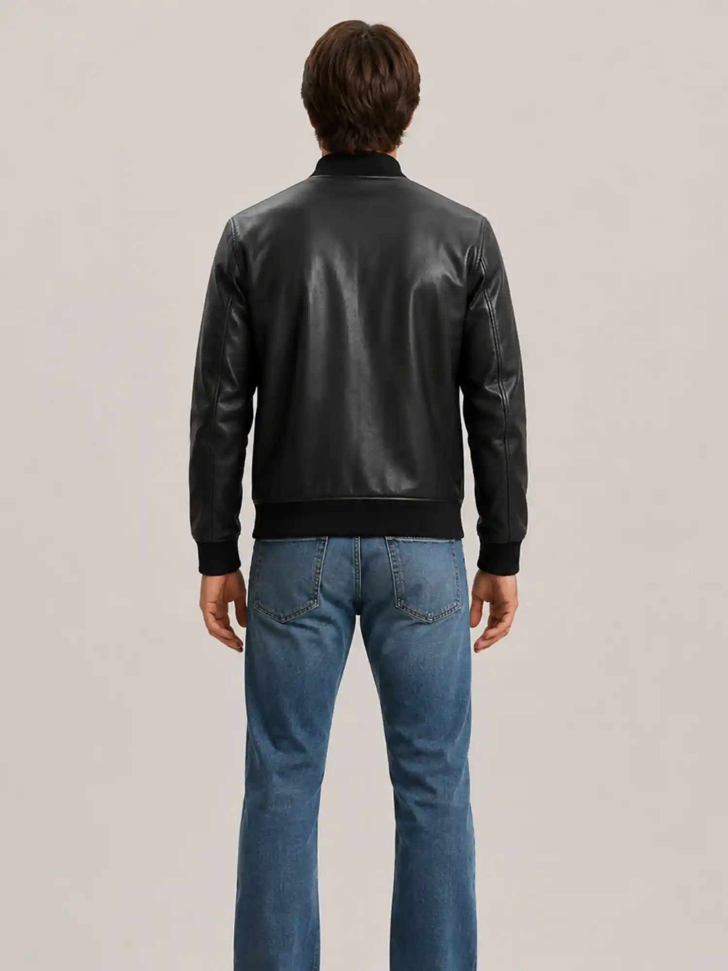 Men's Black Light Weight Leather Jacket - Image 2