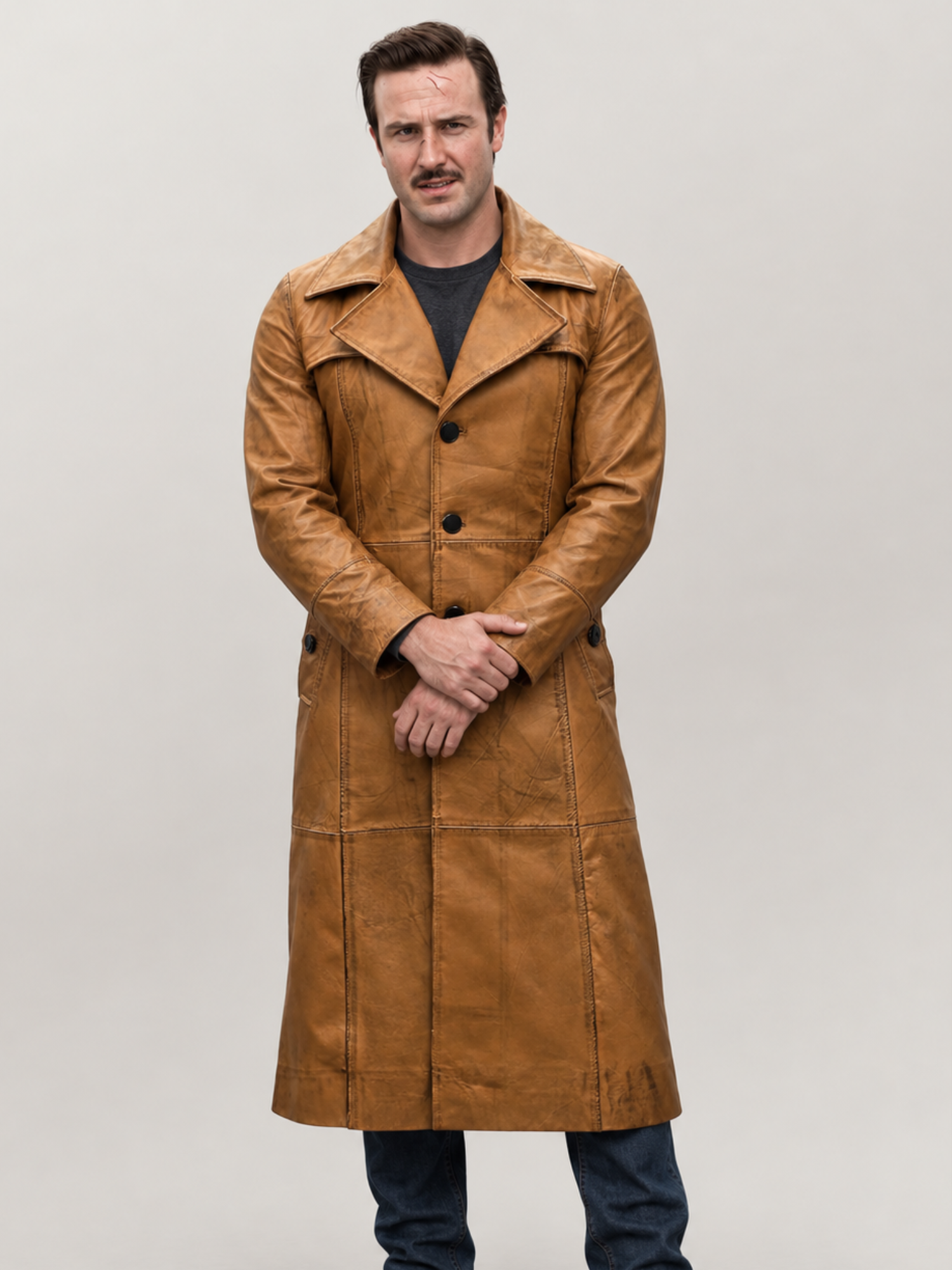 Men's Halloween Duster Leather Coat