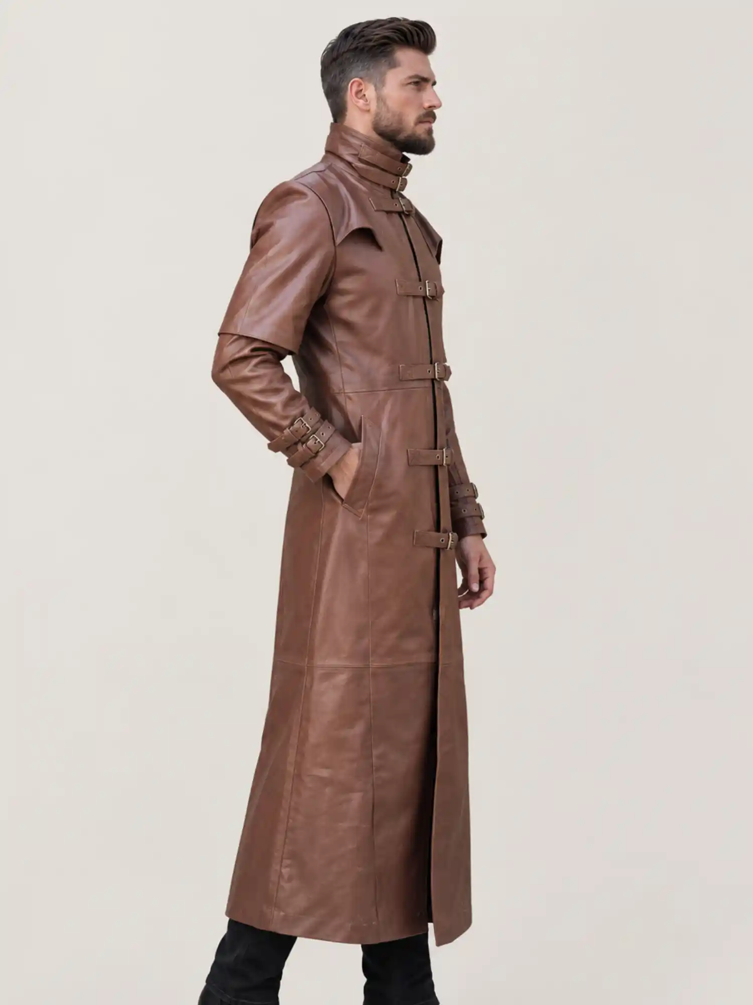 Men's Halloween Steam Punk Leather Coat - Image 3