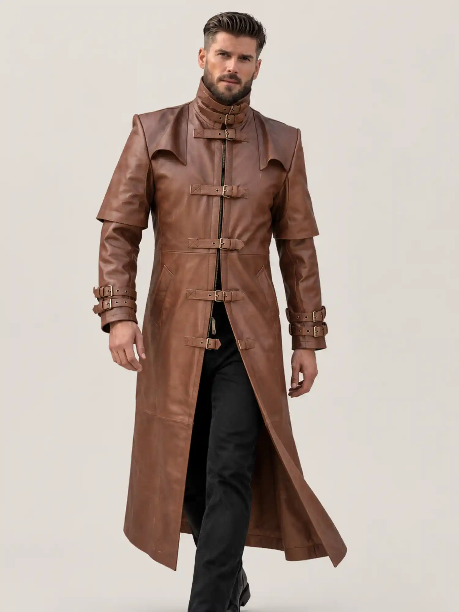 Men's Halloween Steam Punk Leather Coat