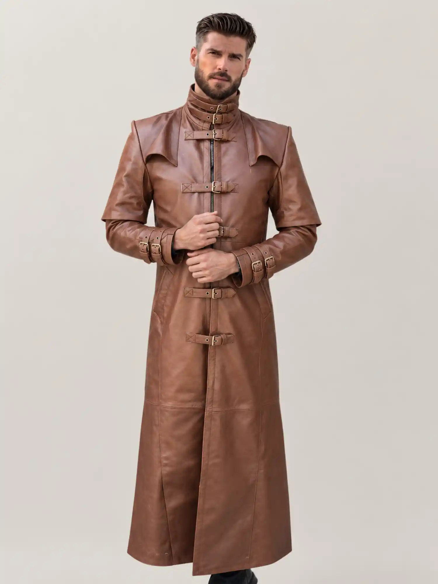 Men's Halloween Steam Punk Leather Coat - Image 5