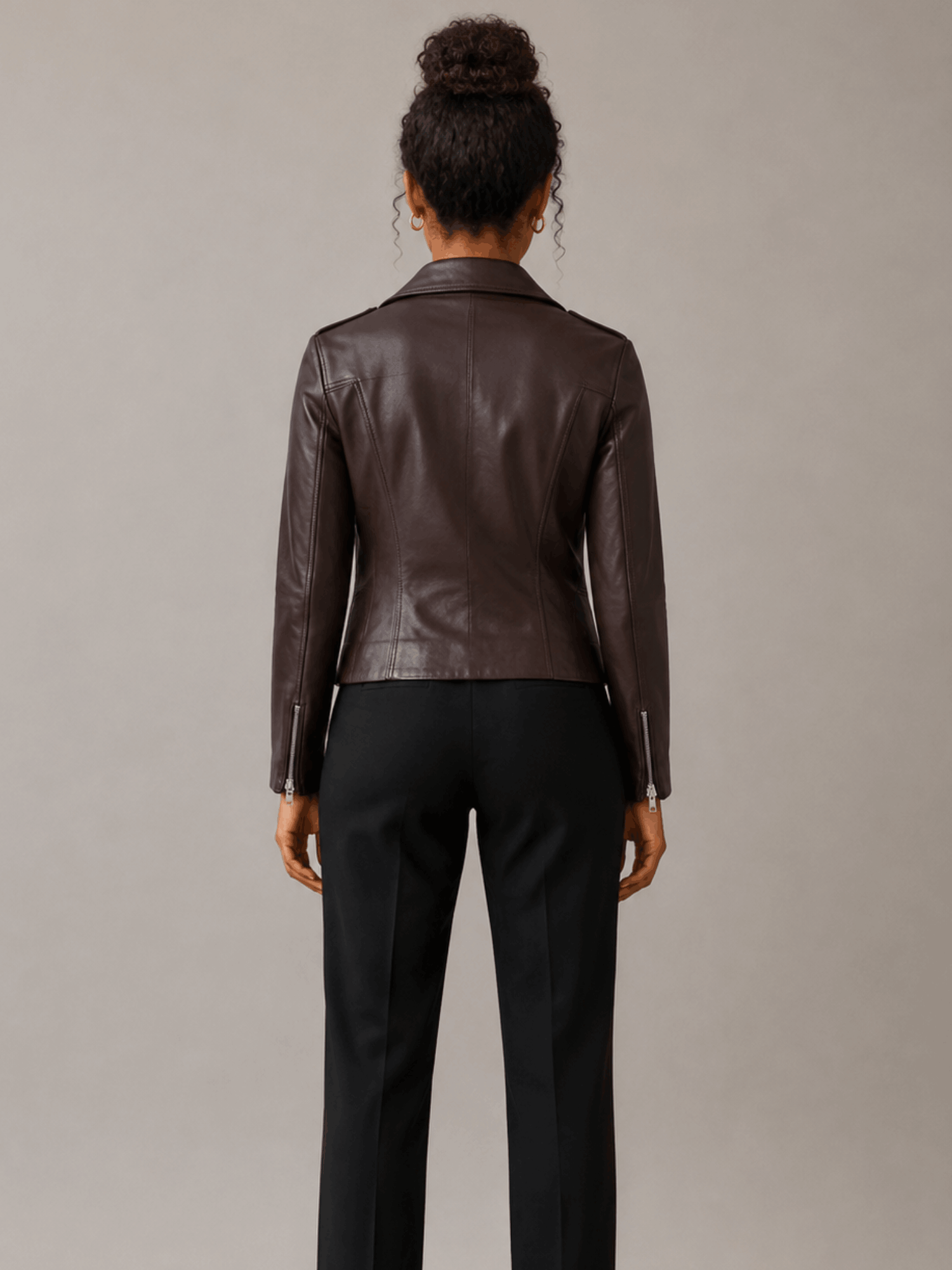 Women's Oxblood Red Dalby Slim Fit Leather Biker Jacket - Image 2