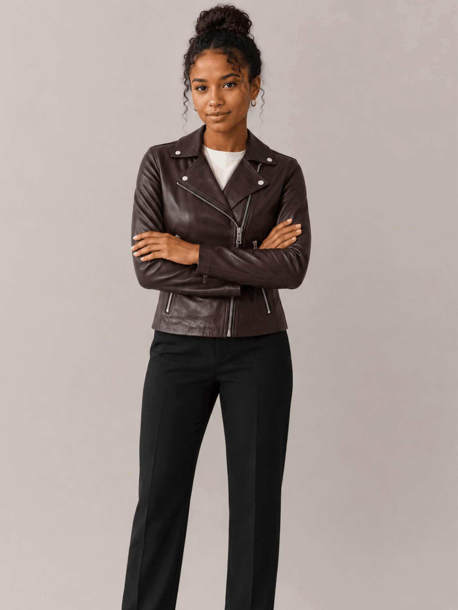 Women's Oxblood Red Dalby Slim Fit Leather Biker Jacket