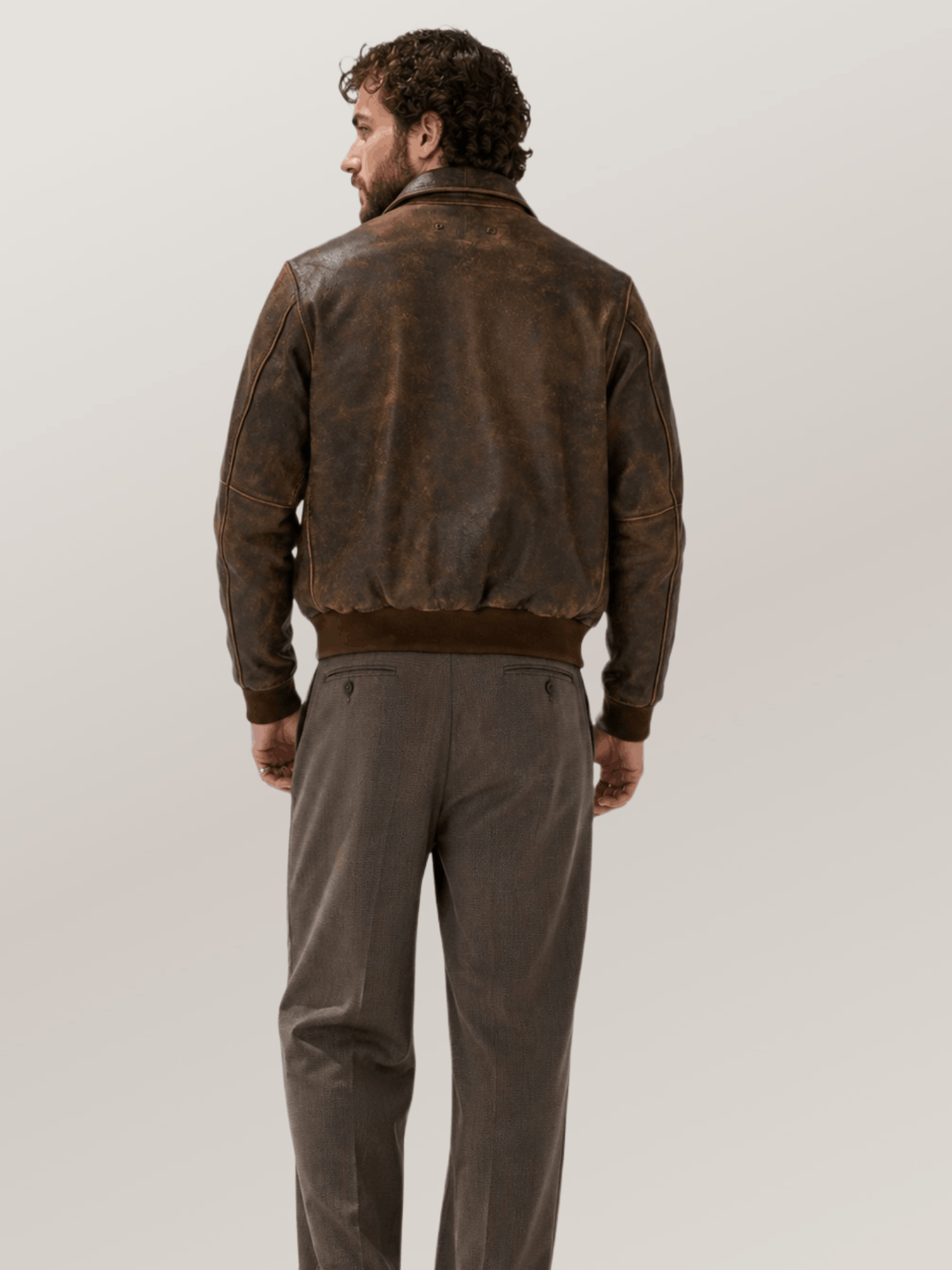 Men's Dark Brown Cowhide Battleworn A-2 Leather Jacket - Image 2