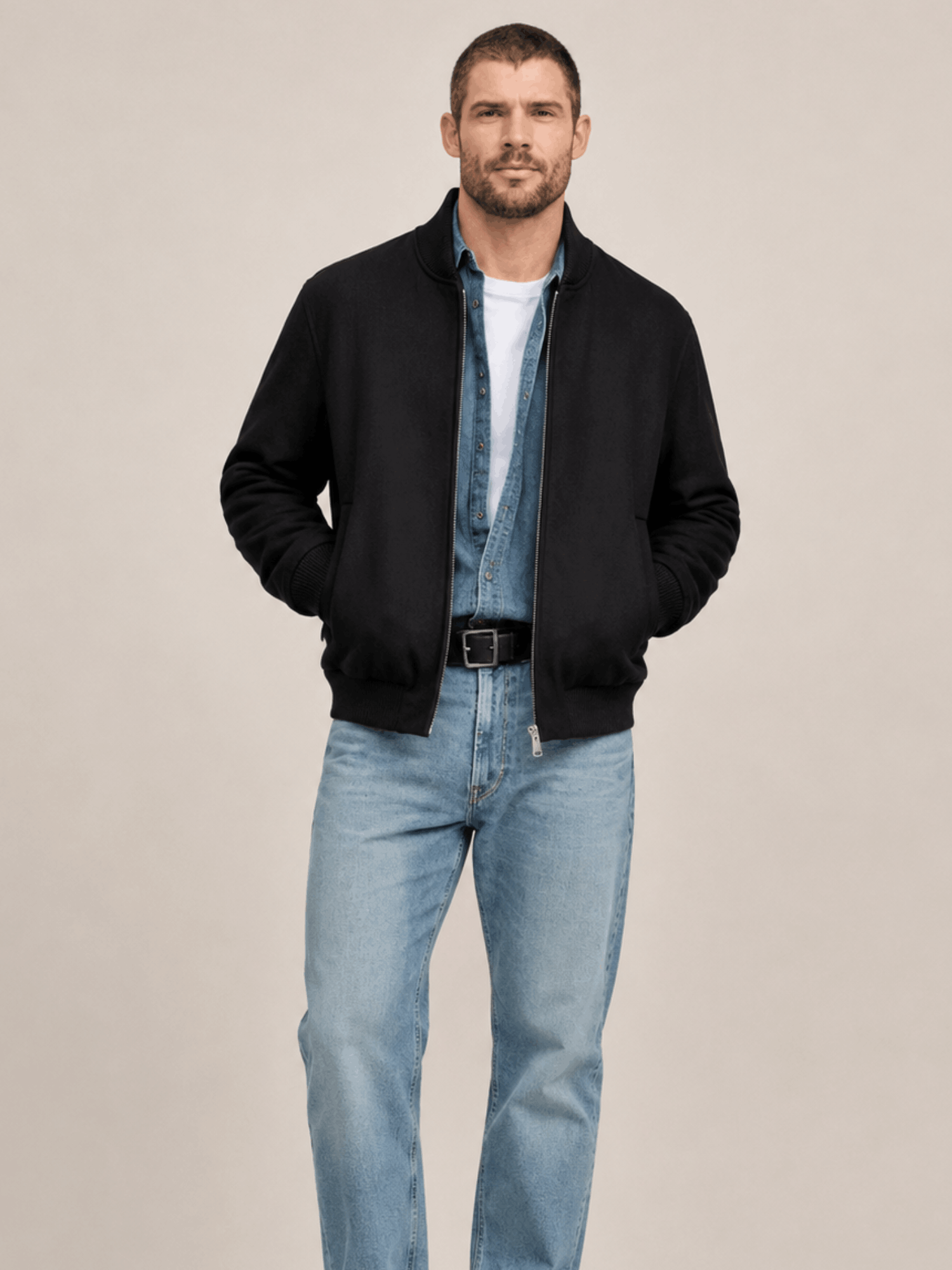 Men's Deceit Textured Wool Blend Bomber Jacket