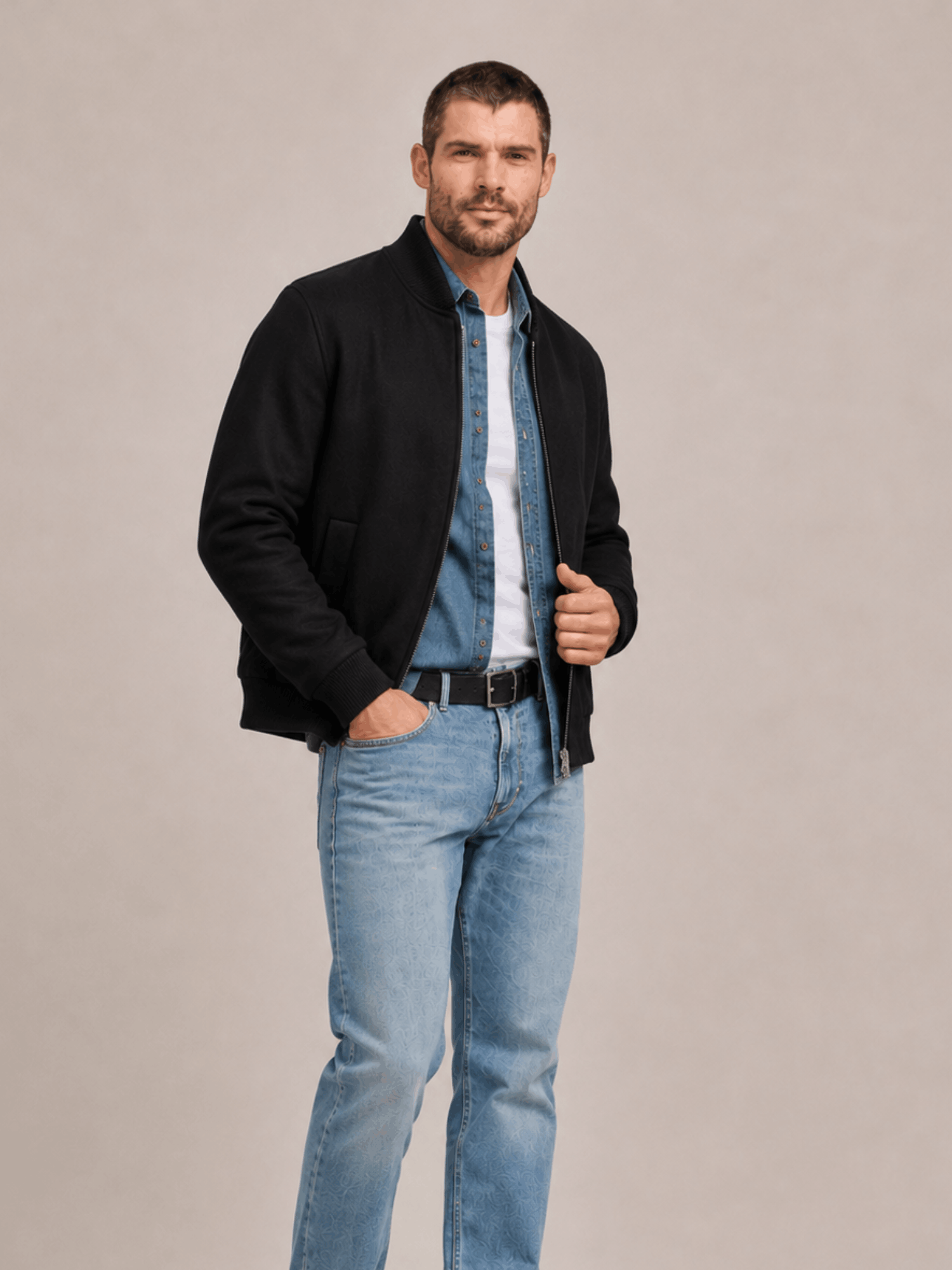 Men's Deceit Textured Wool Blend Bomber Jacket - Image 6