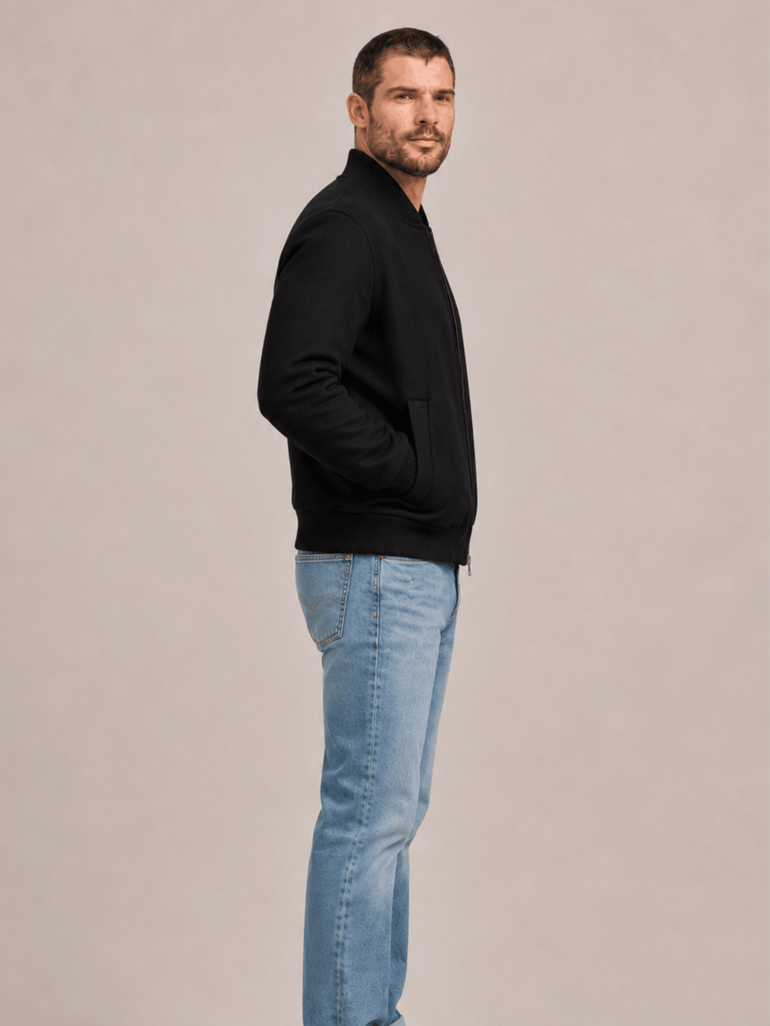 Men's Deceit Textured Wool Blend Bomber Jacket - Image 3