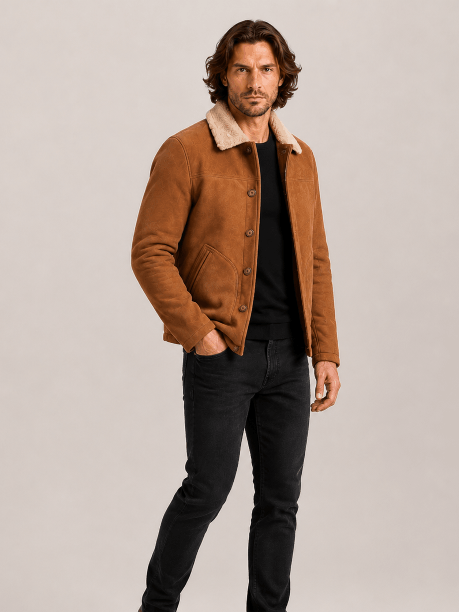 Men's Durango Shearling Barn Coat - Image 4