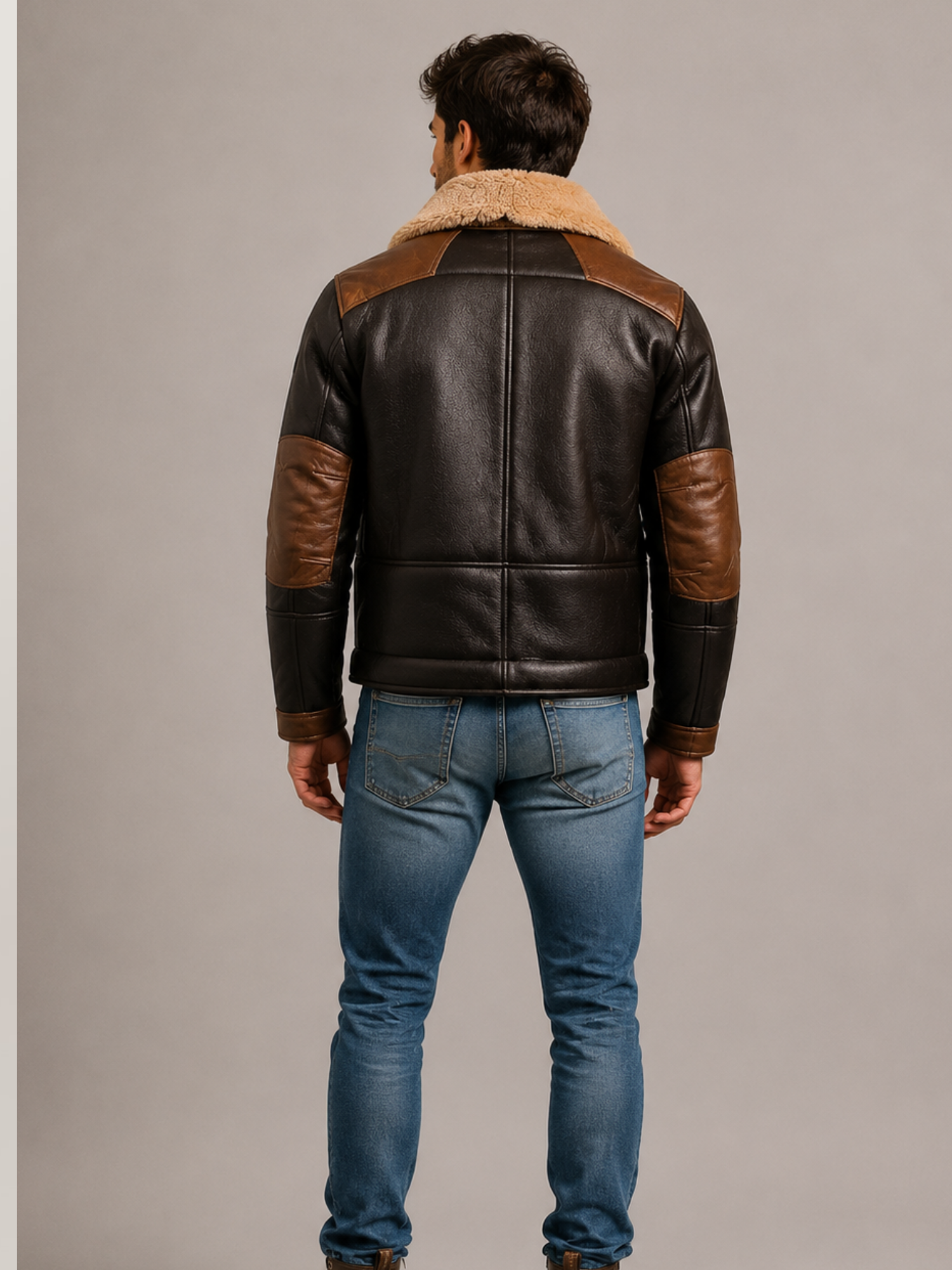 Men's F-35 Aviator Chocolate Sheepskin Jacket - Image 2