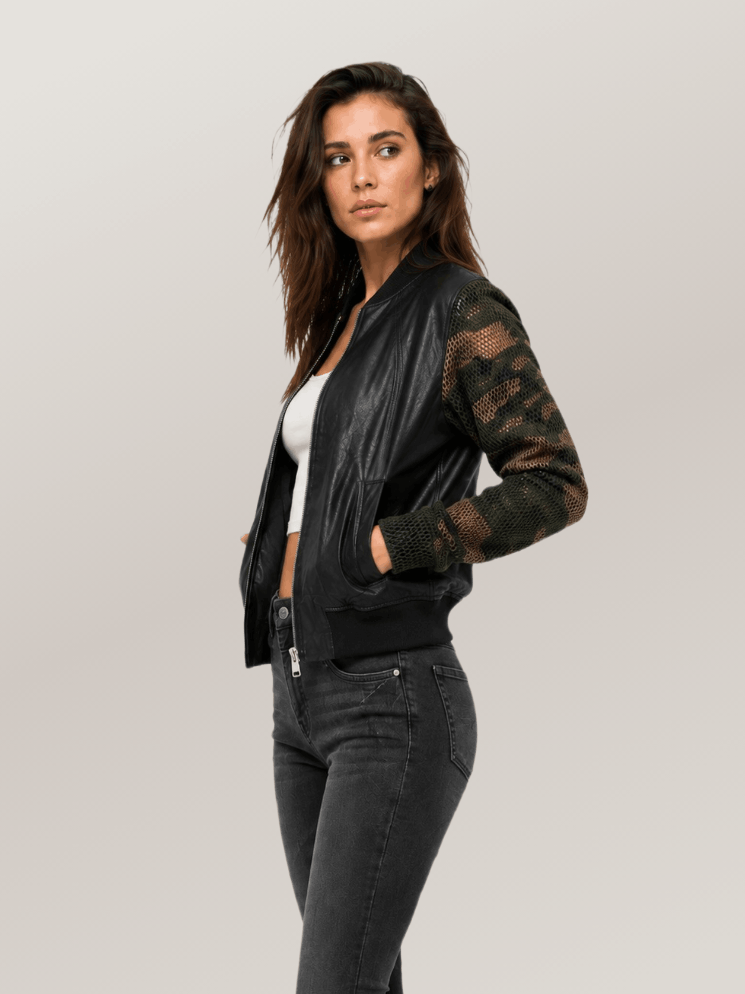 Women's Hot Stuff Bomber Leather Jacket - Image 4