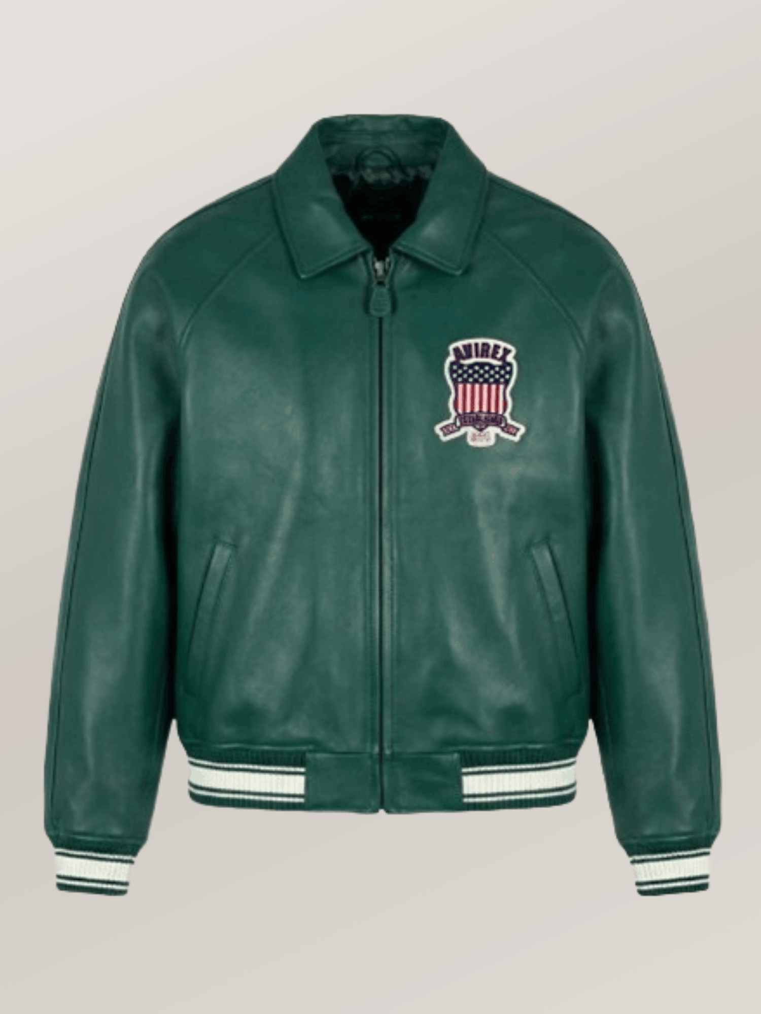 Men’s Avirex Real Leather Jacket Hunter Flight Bomber American Varsity