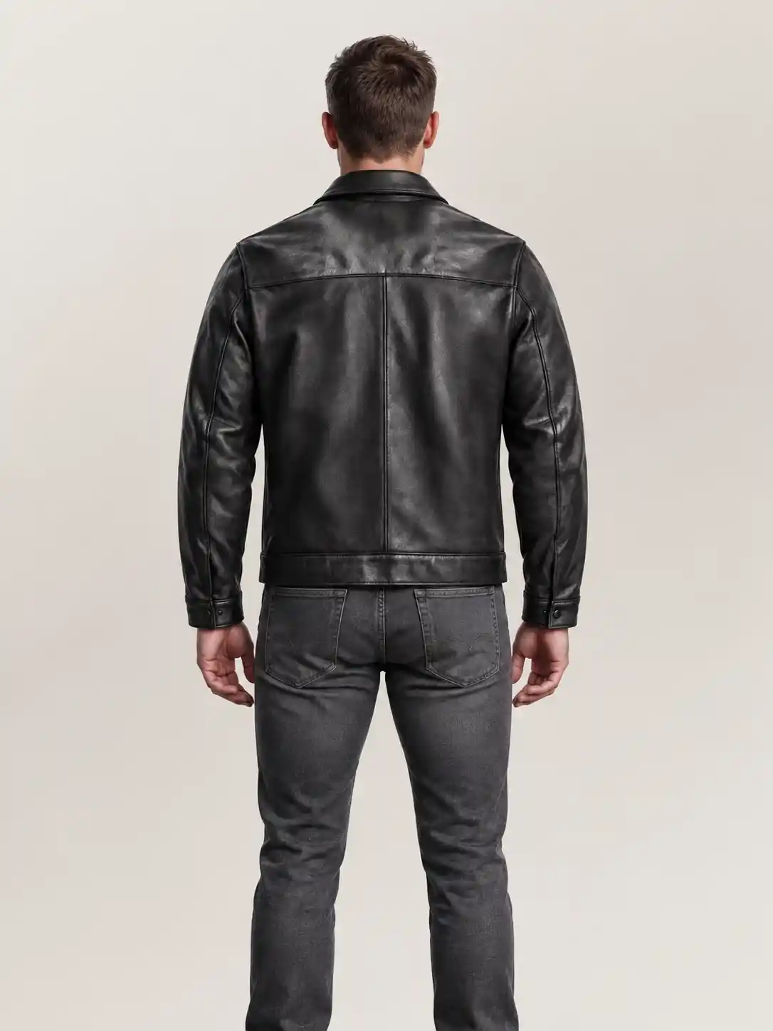 Men's Black Keanu Leather Jacket - Image 2