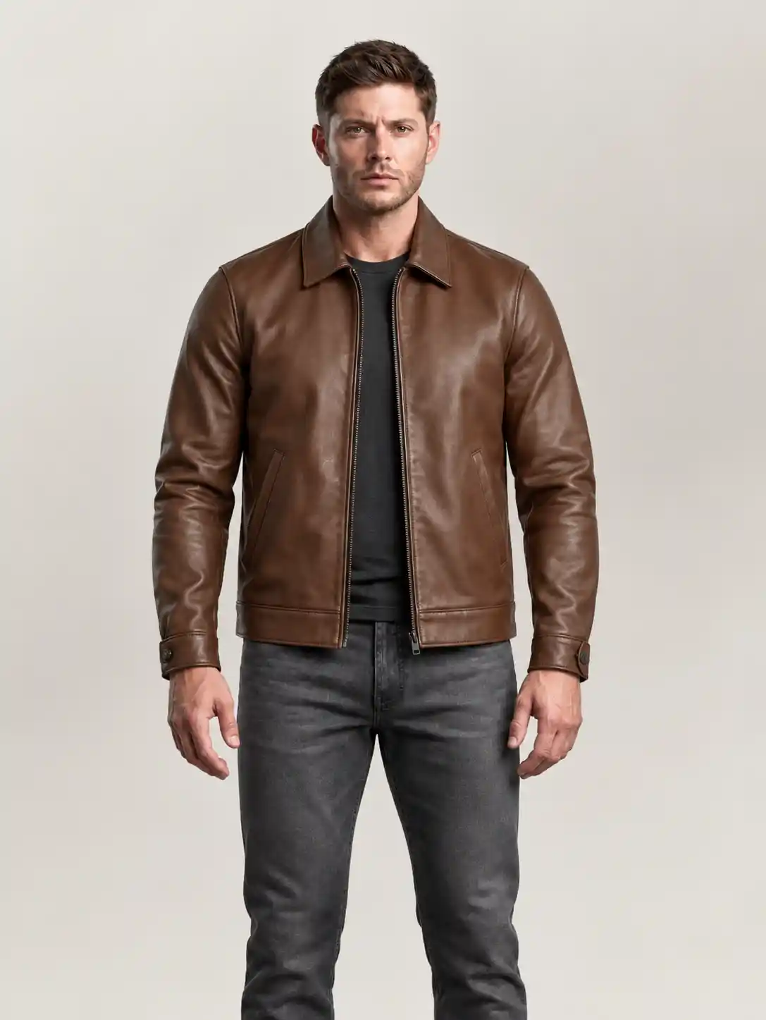 Men's Walnut Keanu Leather Jacket