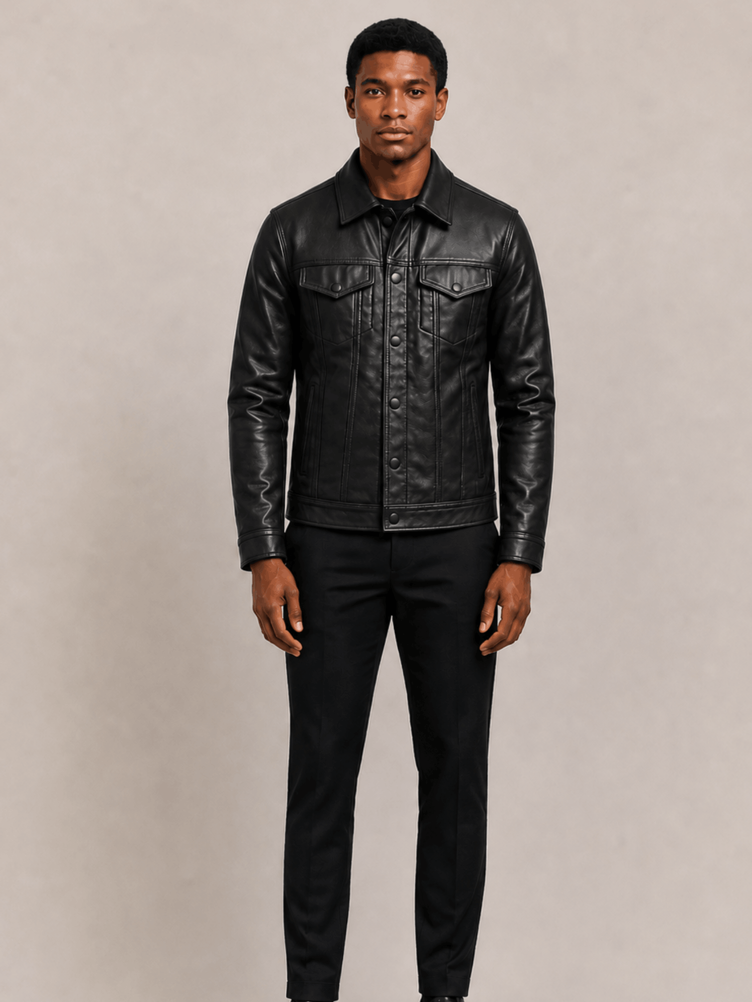 Men's Black Kingston Leather Jacket - Image 3