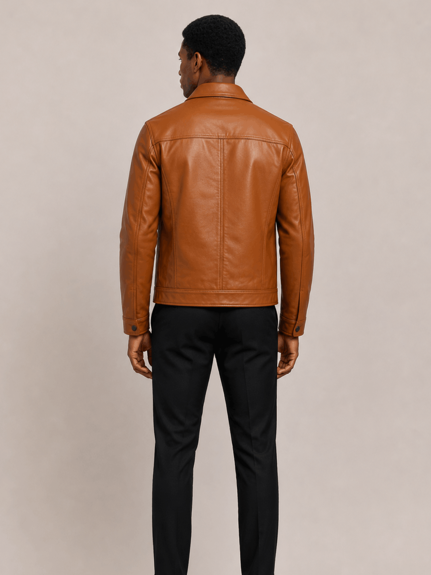 Men's Brown Kingston Leather Jacket - Image 6