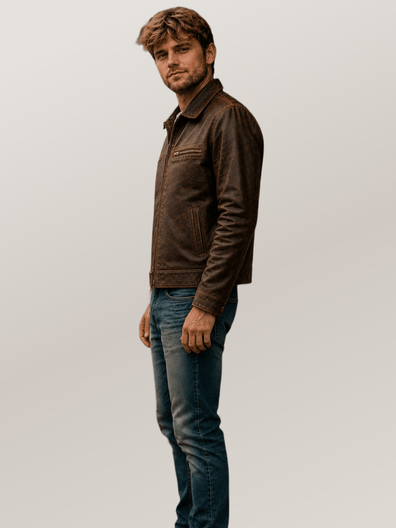 Men's Brown Legacy Leather Jacket - Image 3