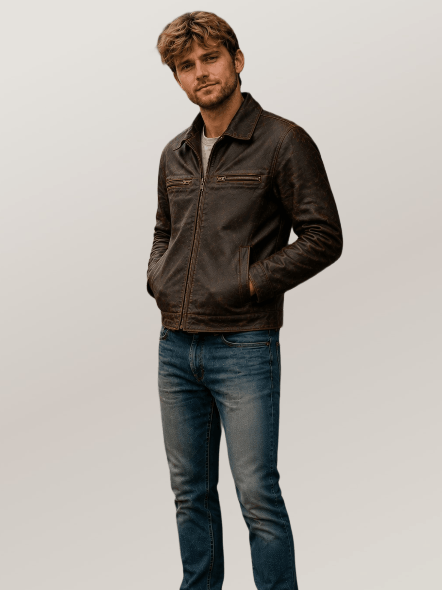 Men's Brown Legacy Leather Jacket - Image 5