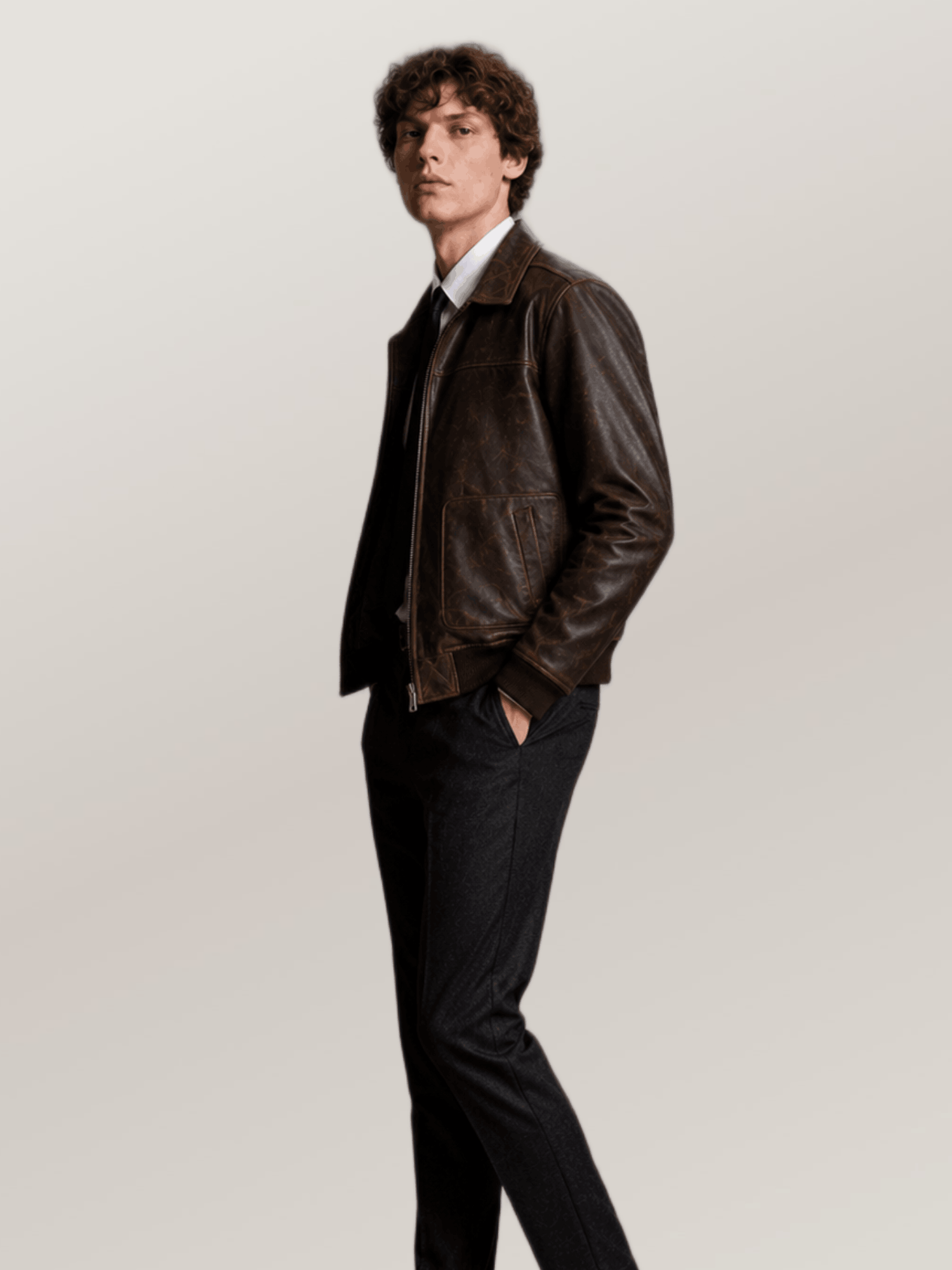 Men's Maverick Leather Bomber Jacket - Image 4