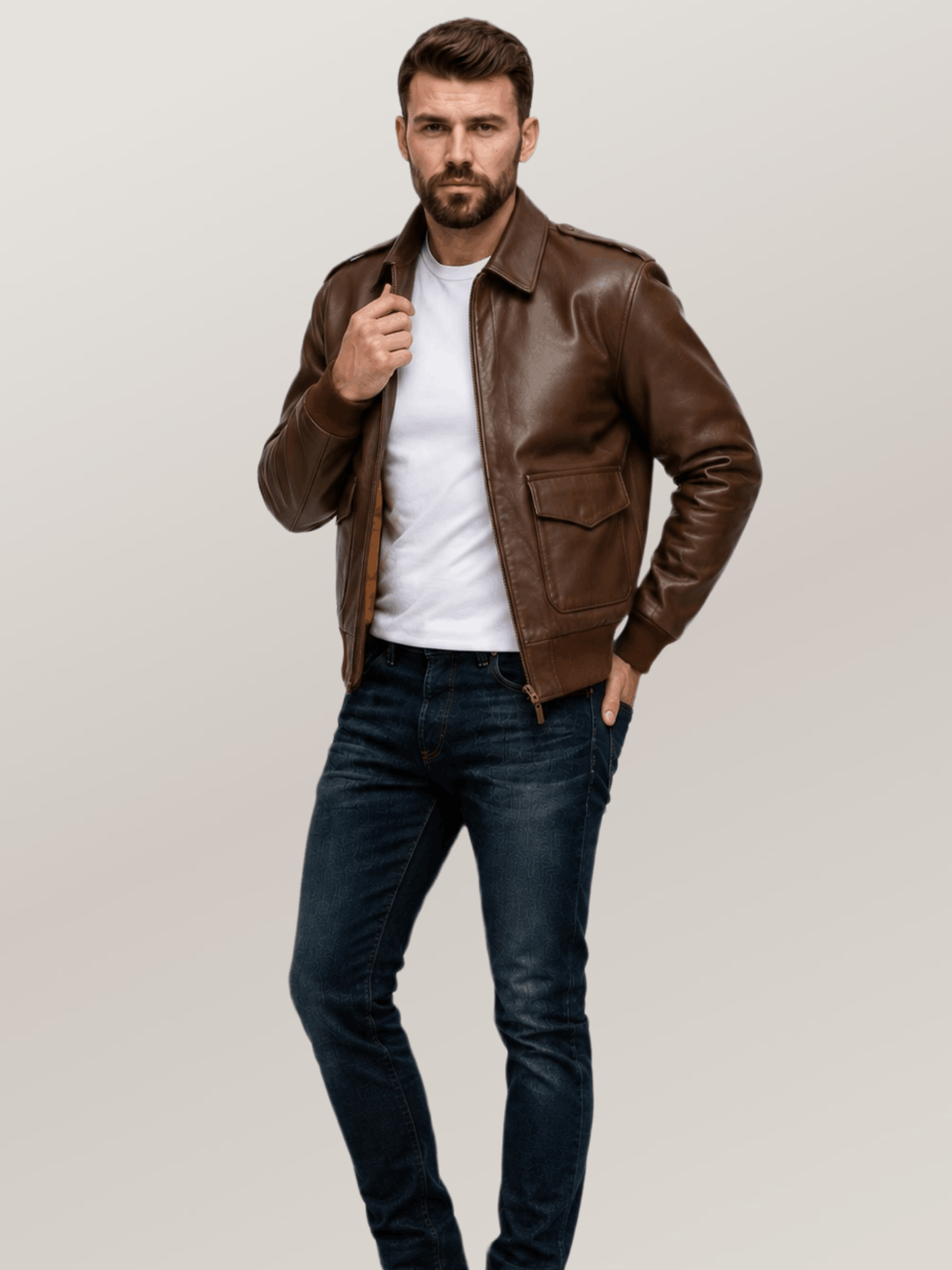 Men's Cowhide Brown Government Issue A-2 Jacket