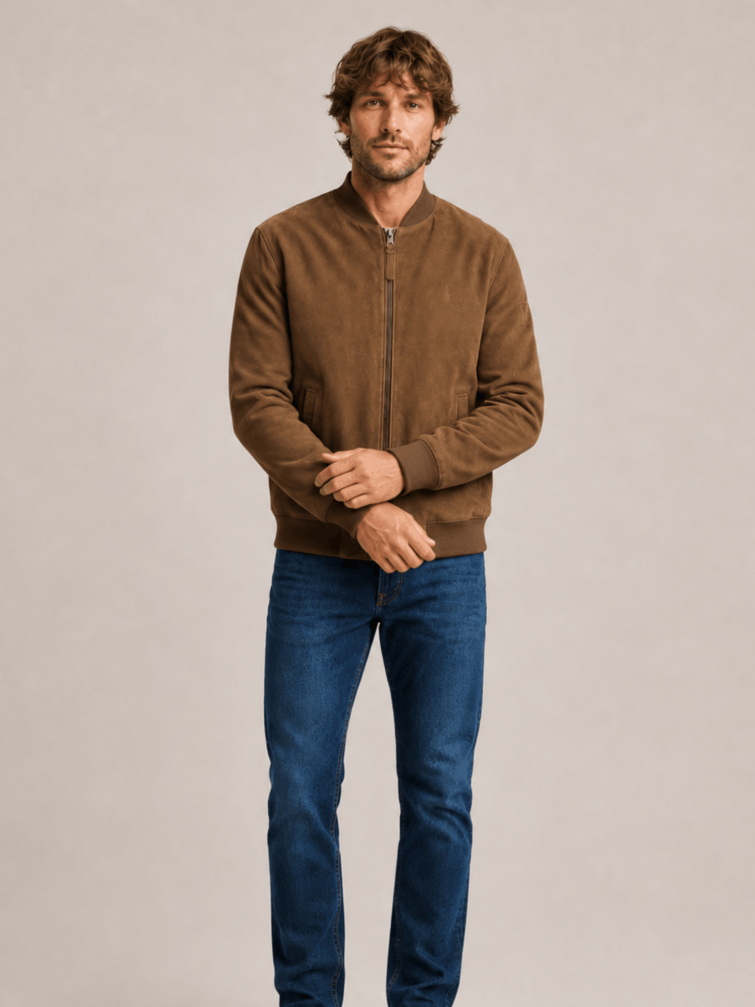 Men's Morten Relaxed Fit Suede Bomber Jacket