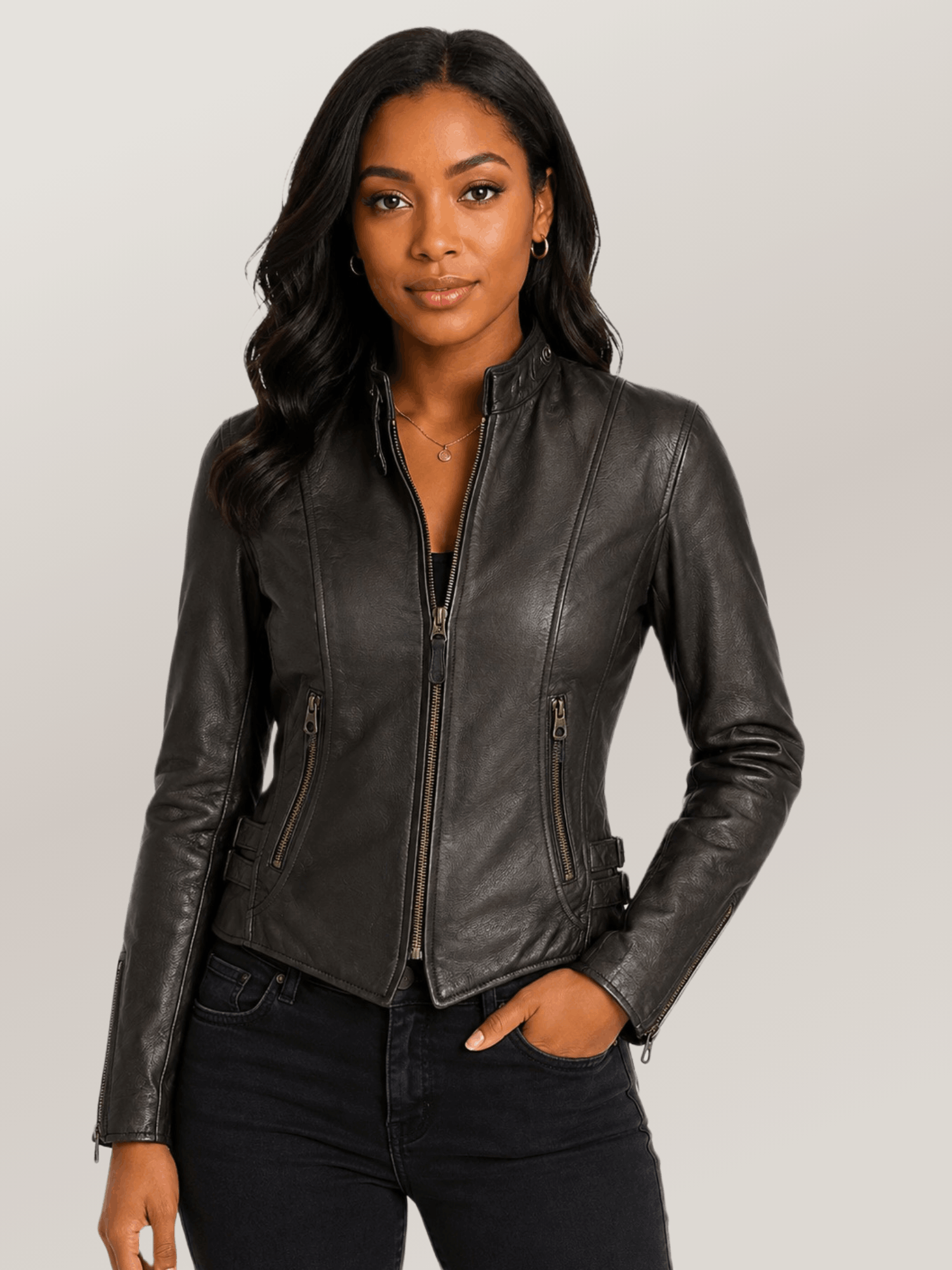Women's Cafe Racer Motocross Leather Jacket