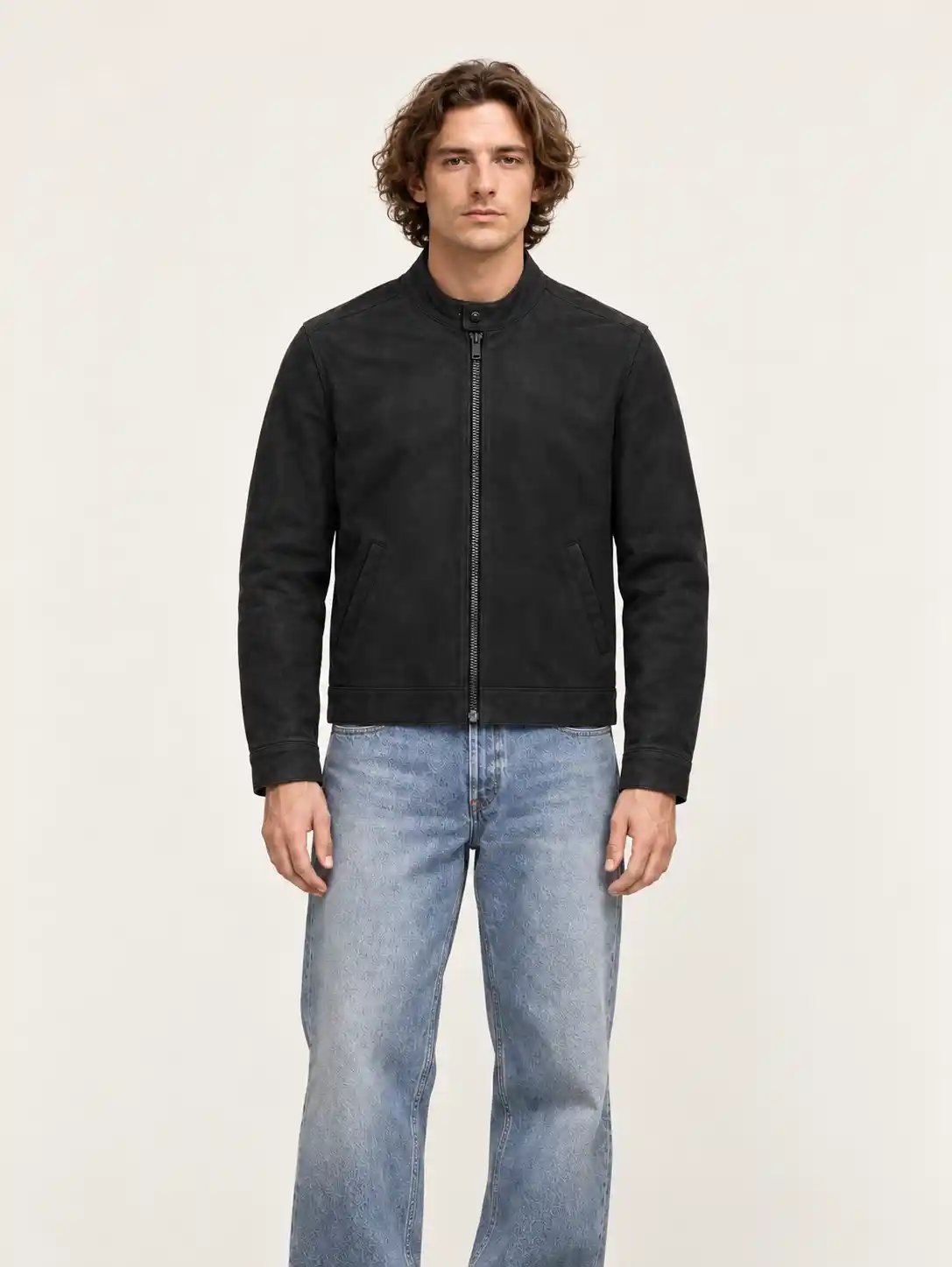 Men's Suede Racer Leather Jacket