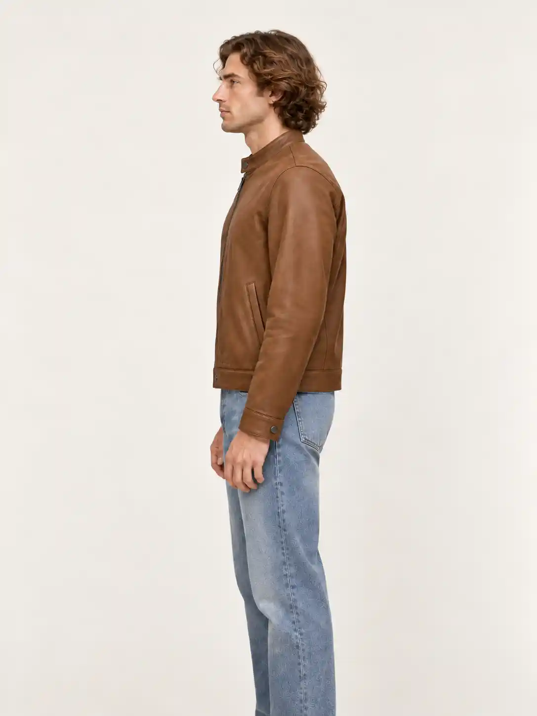 Men's Tofee Suede Racer Leather Jacket - Image 3