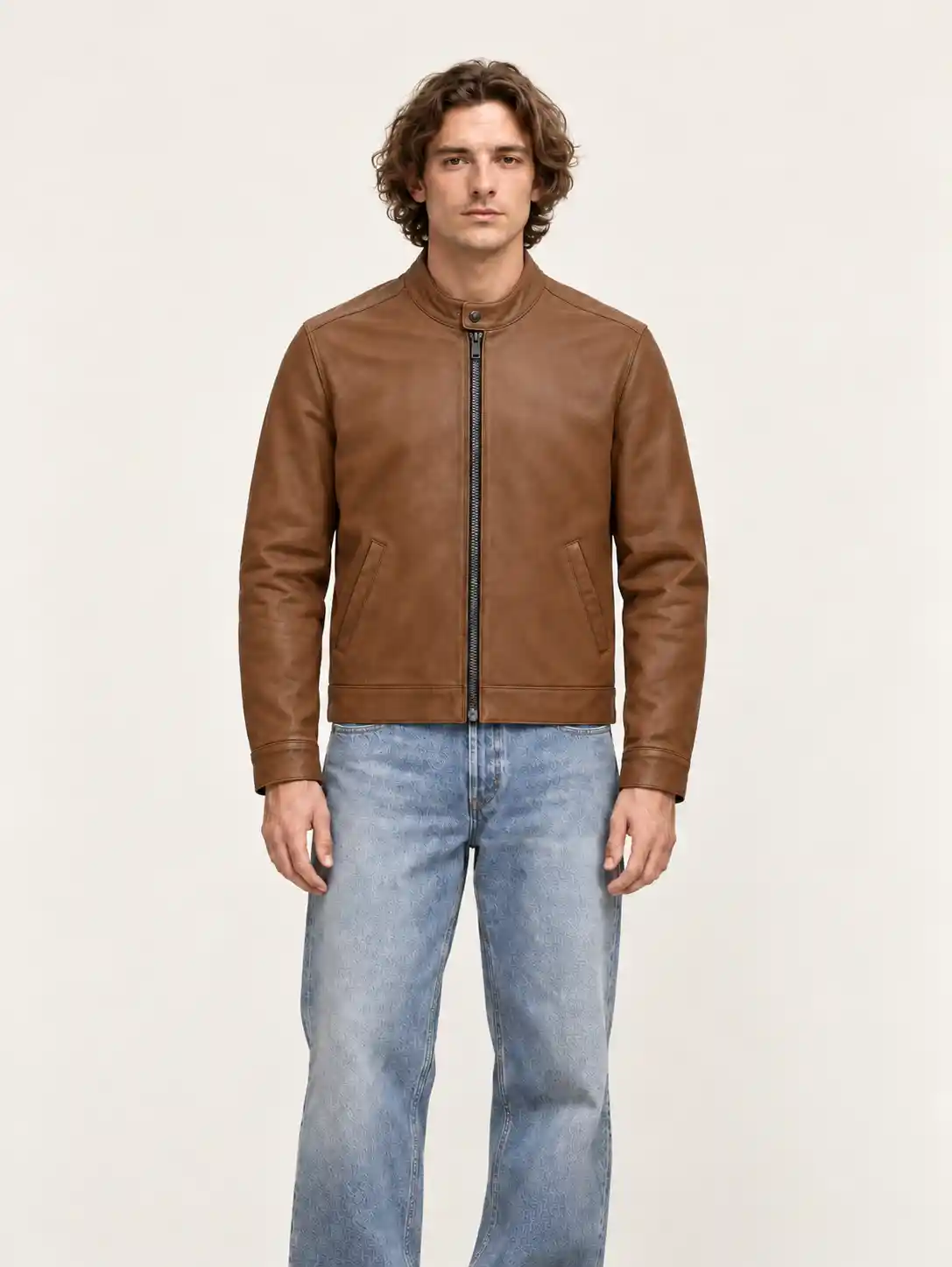 Men's Tofee Suede Racer Leather Jacket - Image 4
