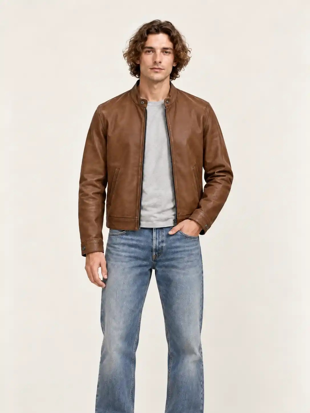 Men's Tofee Suede Racer Leather Jacket