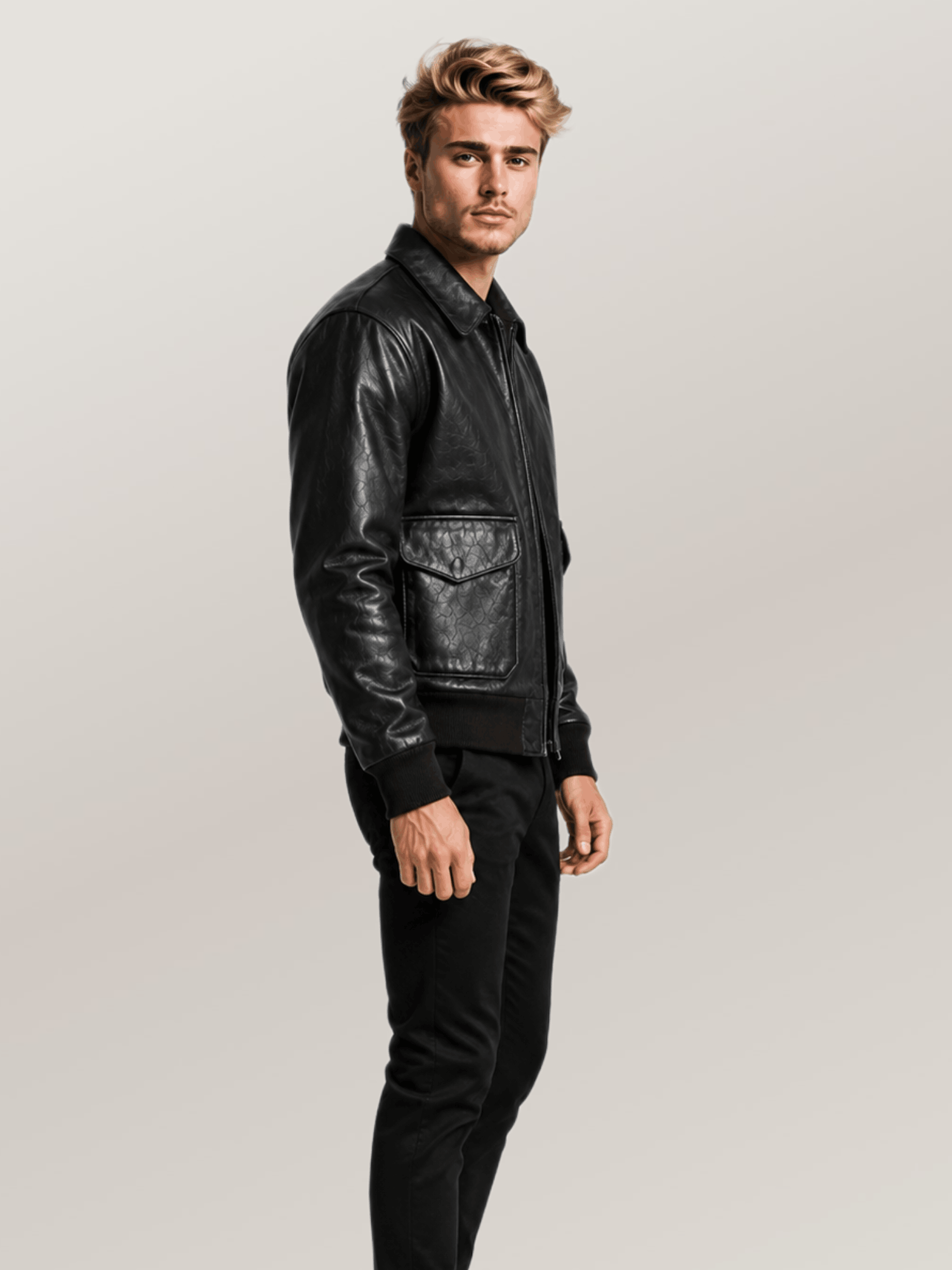 Men's Black Reissue A-2 Leather Jacket - Image 4