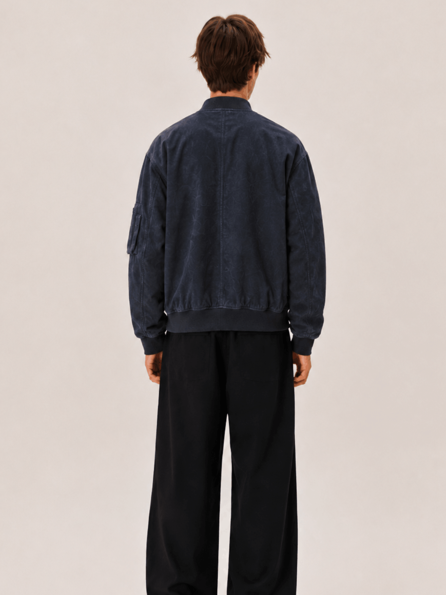 Men's Blue Rokko Relaxed Suede Bomber Jacket - Image 2