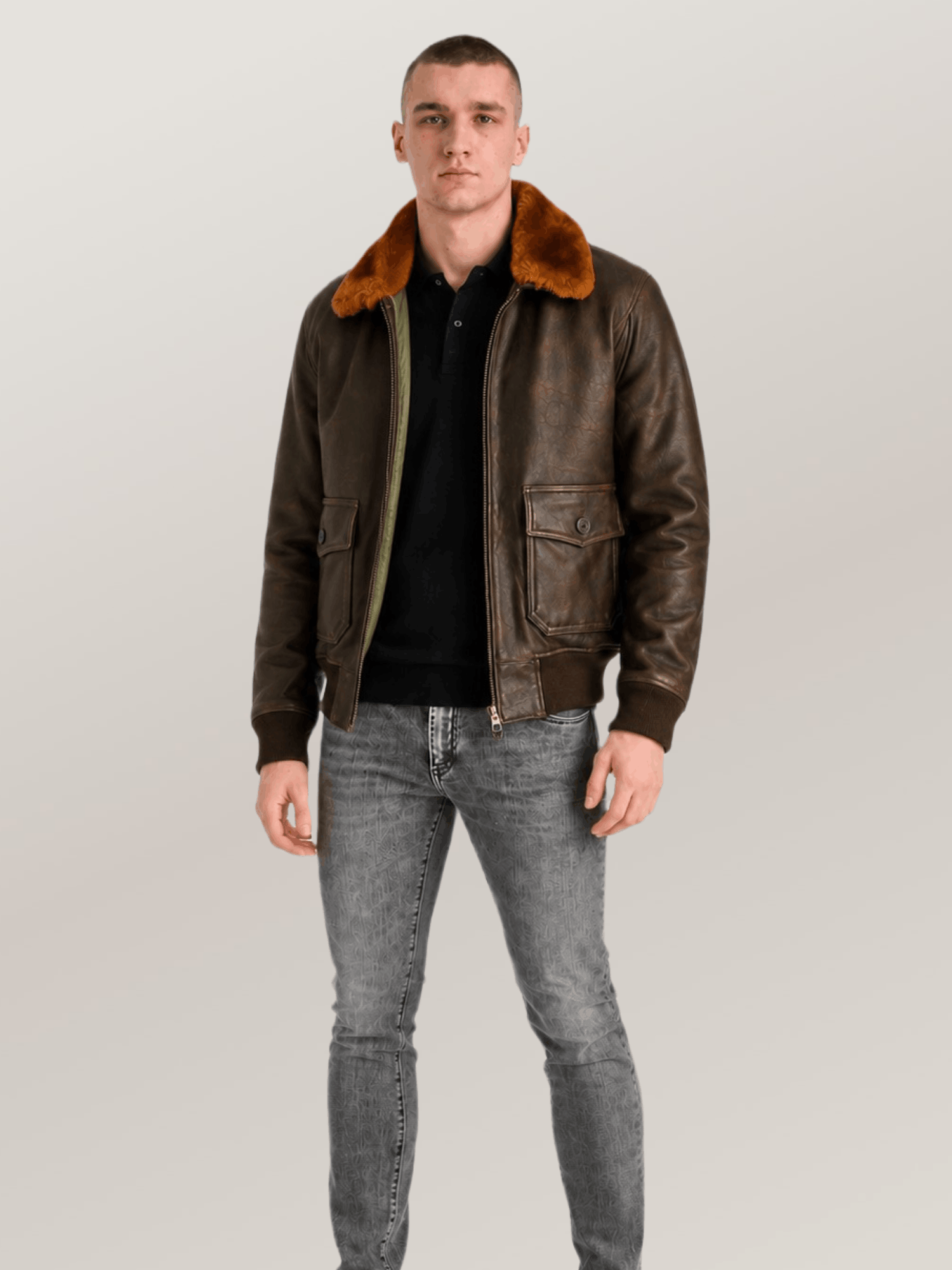 Men's US Navy Sheepskin G-1 Flight Leather Jacket - Image 4