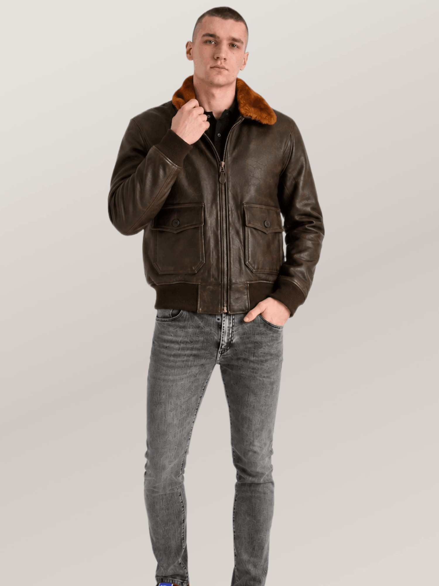 Men's US Navy Sheepskin G-1 Flight Leather Jacket - Image 5