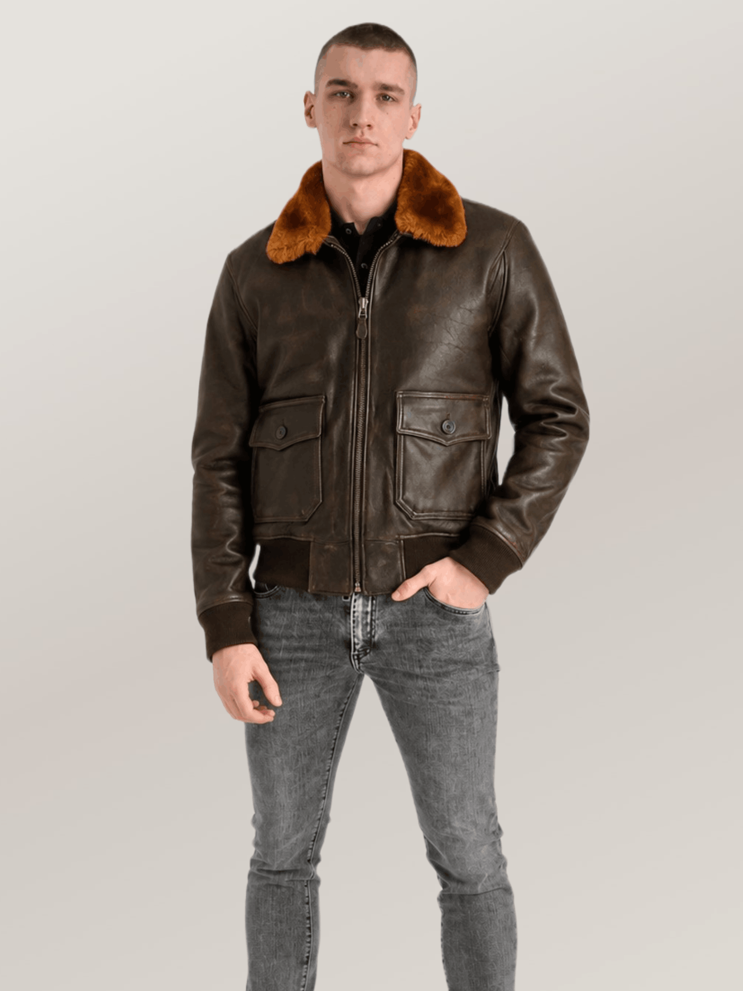 Men's US Navy Sheepskin G-1 Flight Leather Jacket - Image 6