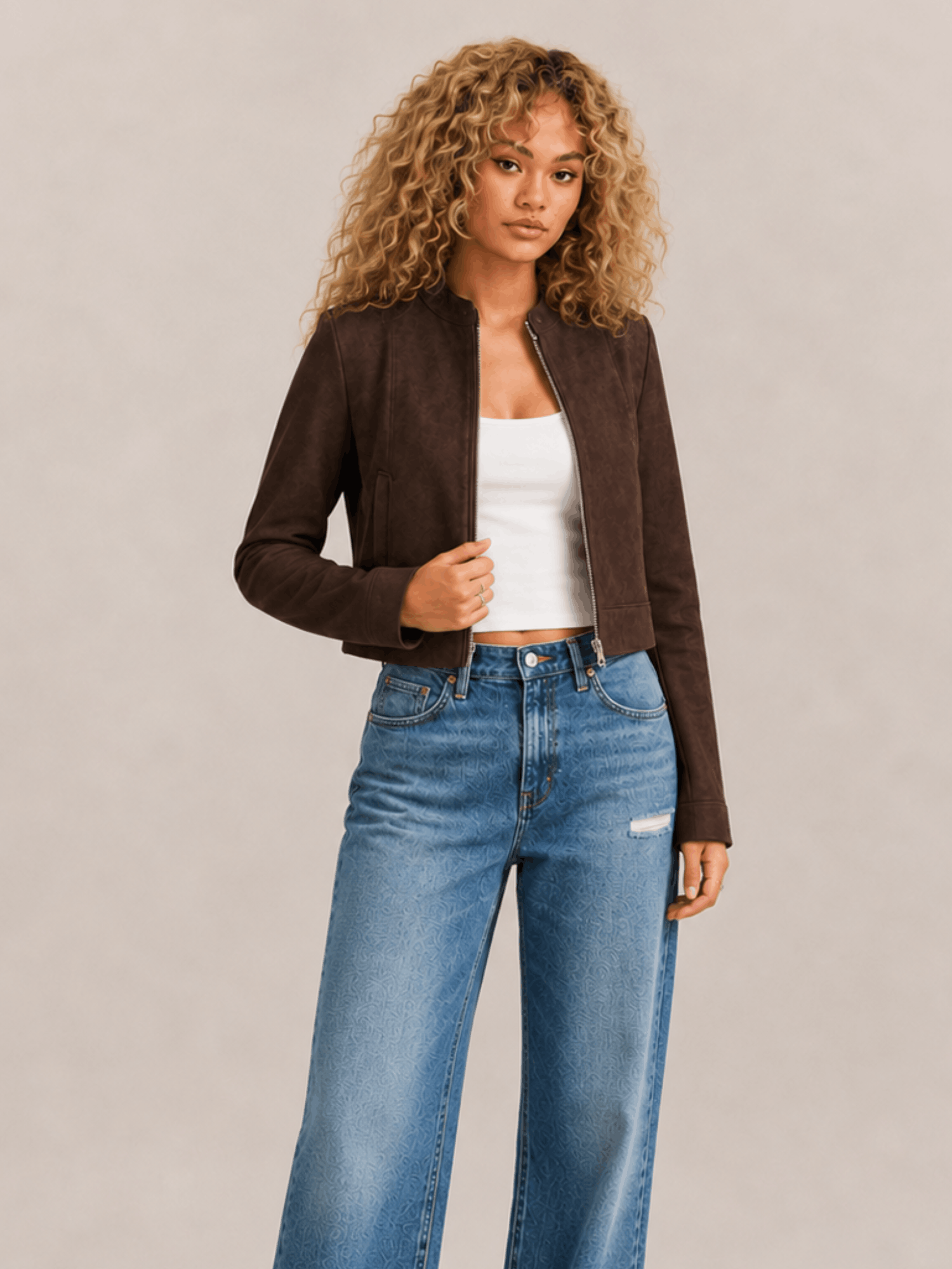 Women's Sadler Bitter Brown Fitted Suede Jacket - Image 5