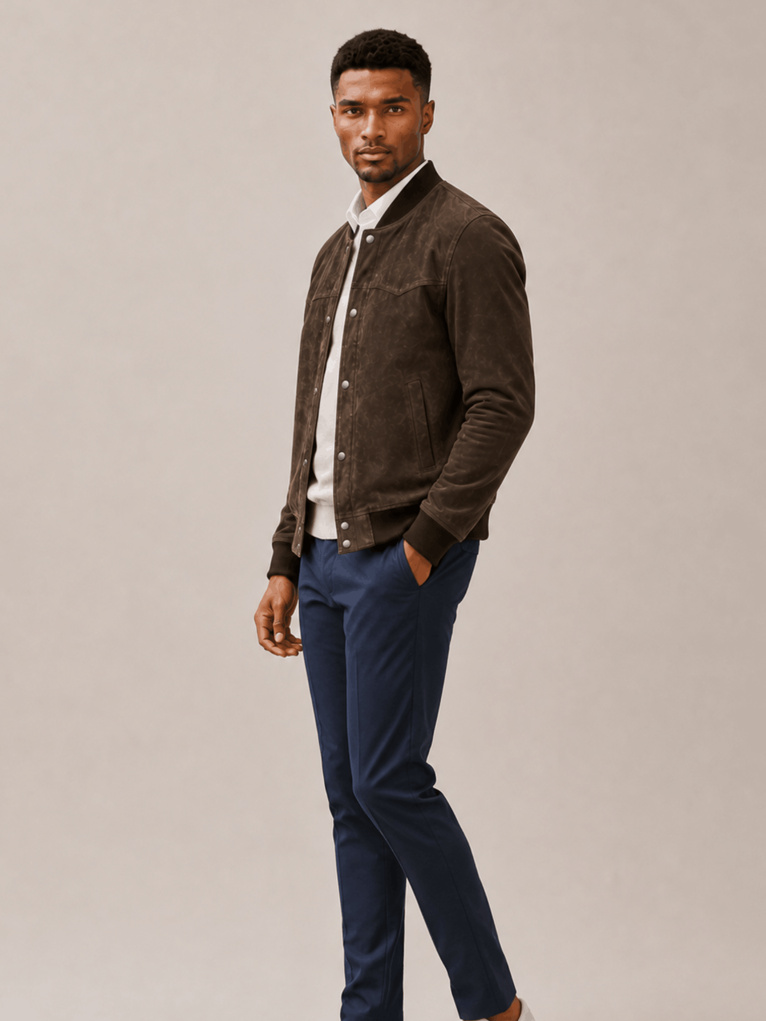 Men's Stafford Leather Bomber Jacket - Image 3